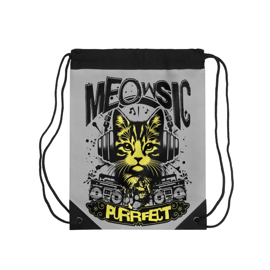 Meowsic Purrfect Cat Drawstring Bag