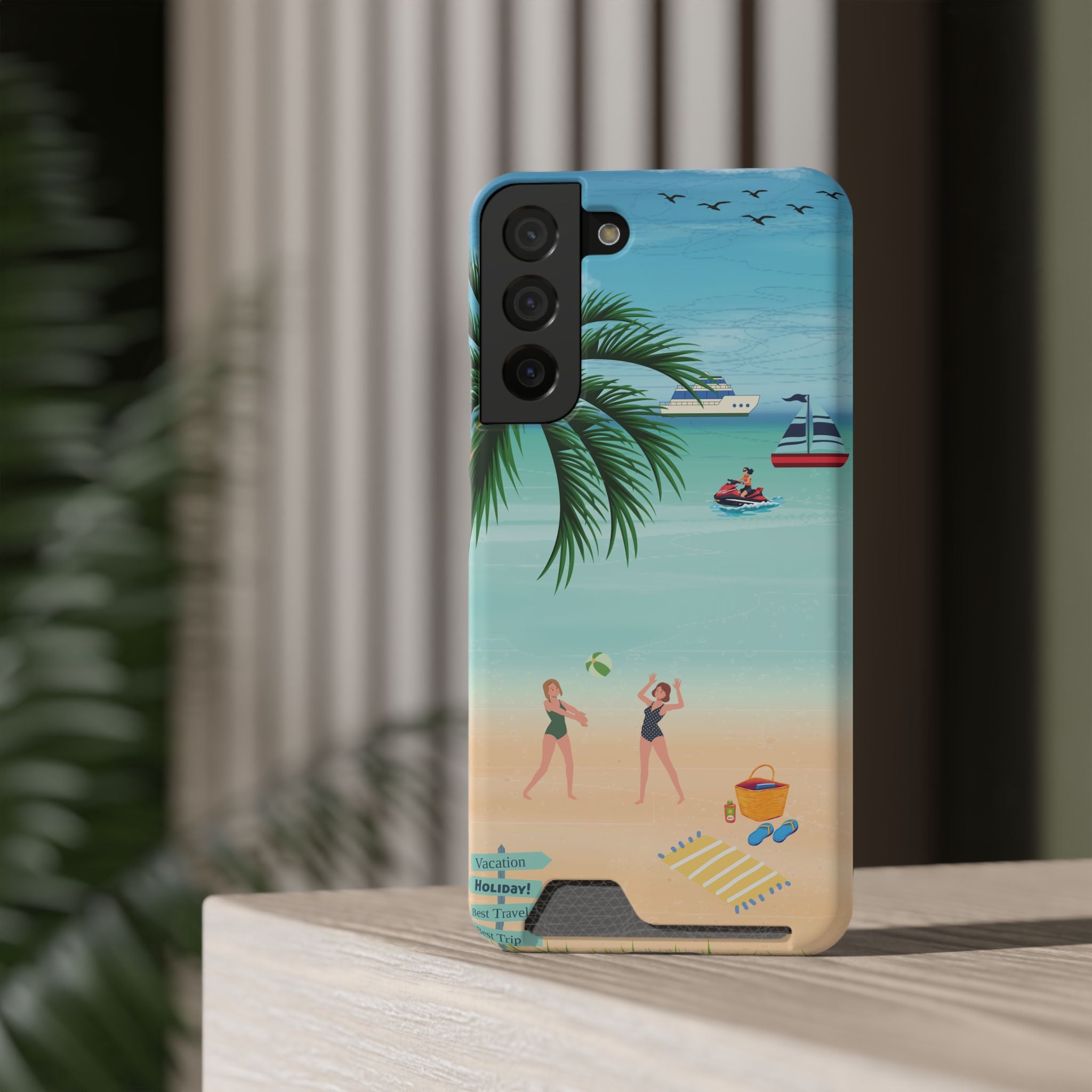 Beach Phone Case With Card Holder