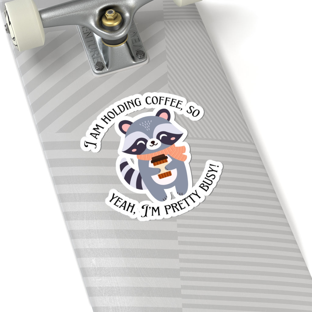 Raccoon Holding Coffee Sticker