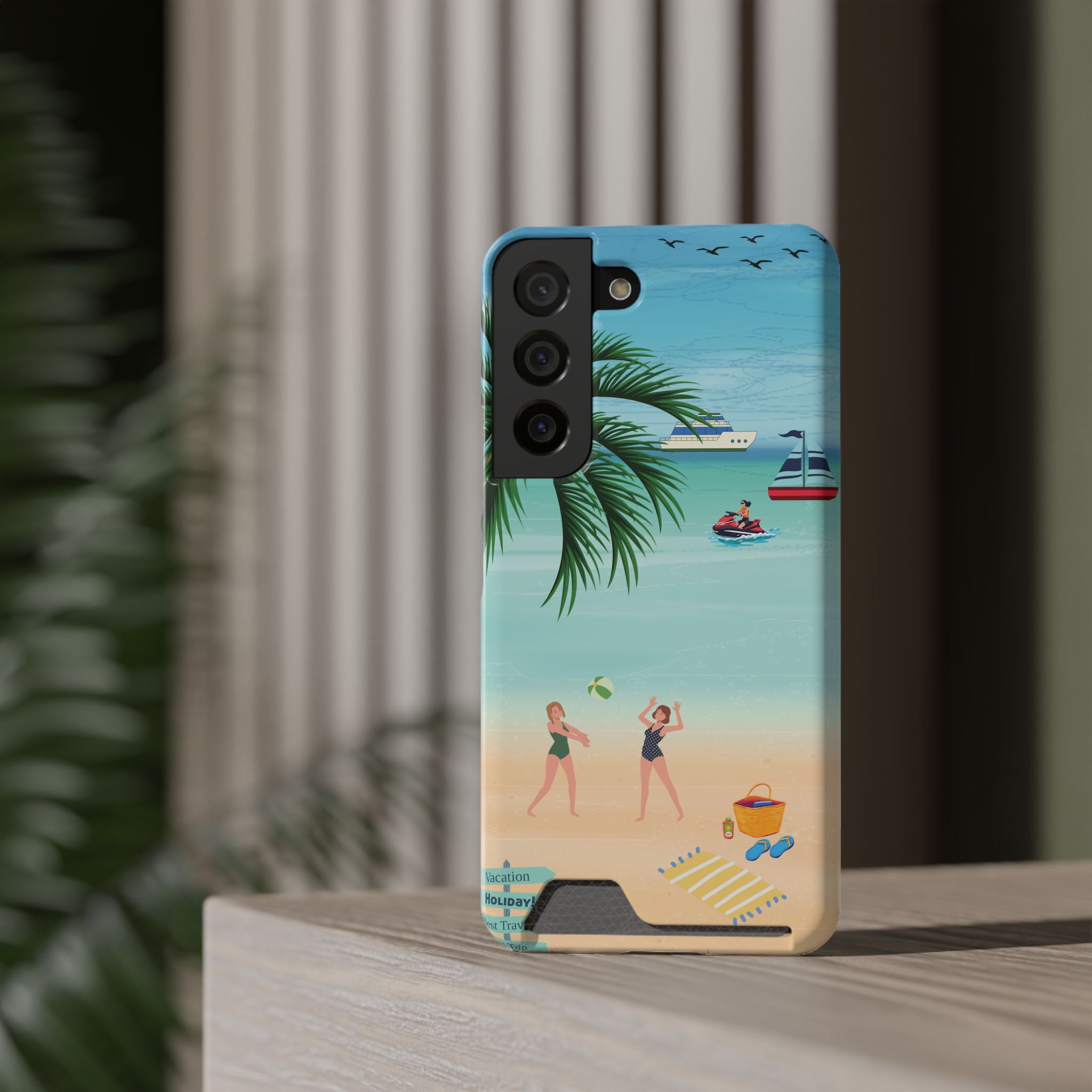 Beach Phone Case With Card Holder