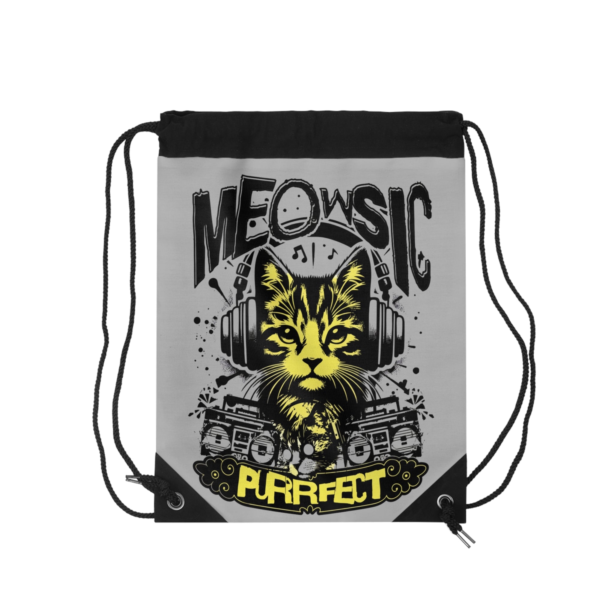 Meowsic Purrfect Cat Drawstring Bag
