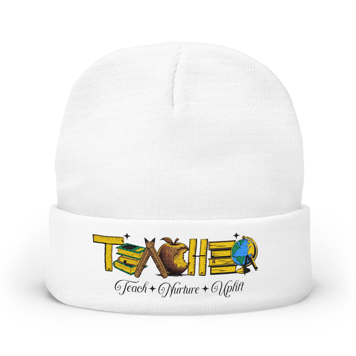 Teacher Embroidered Knit Beanie