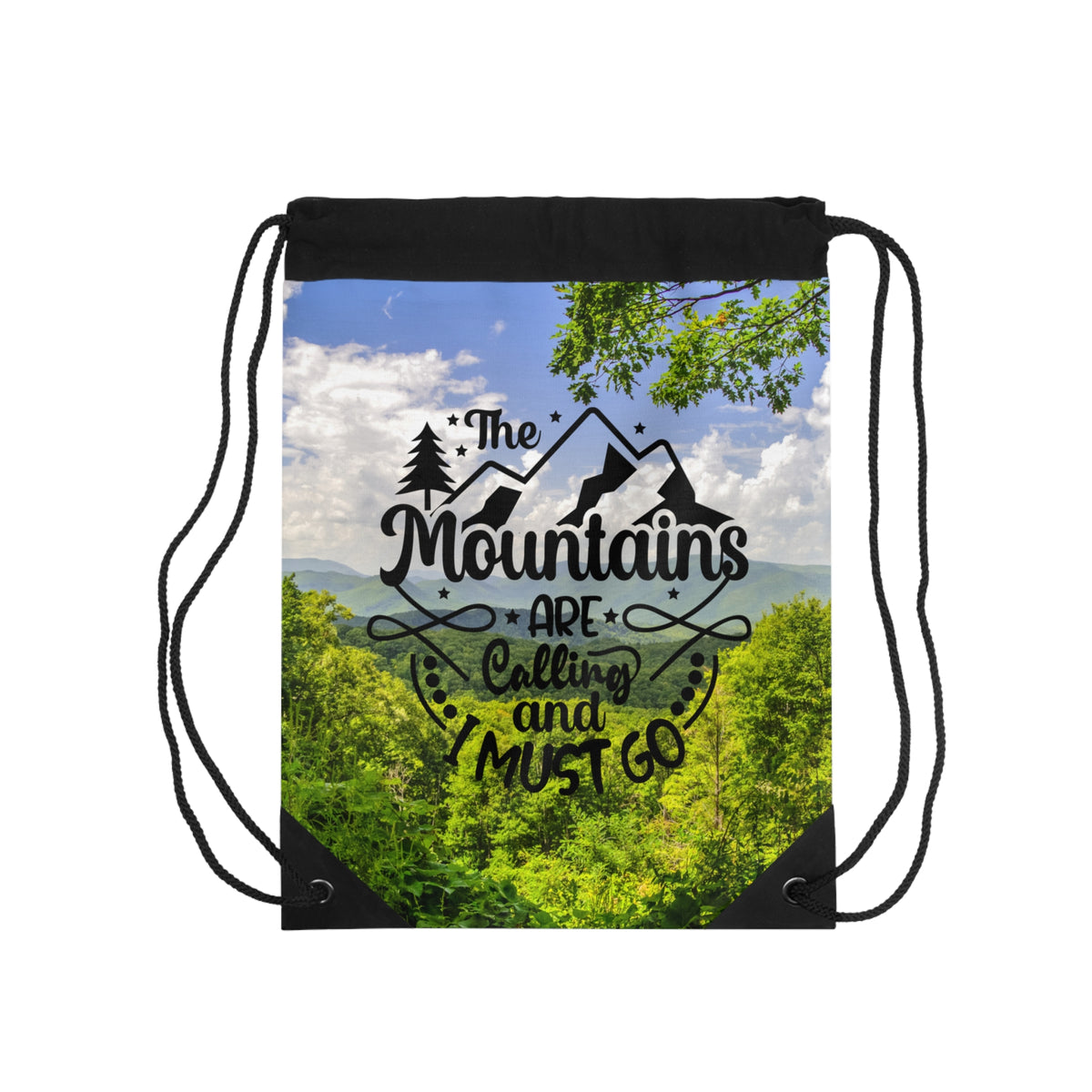 Mountains Are Calling Drawstring Bag