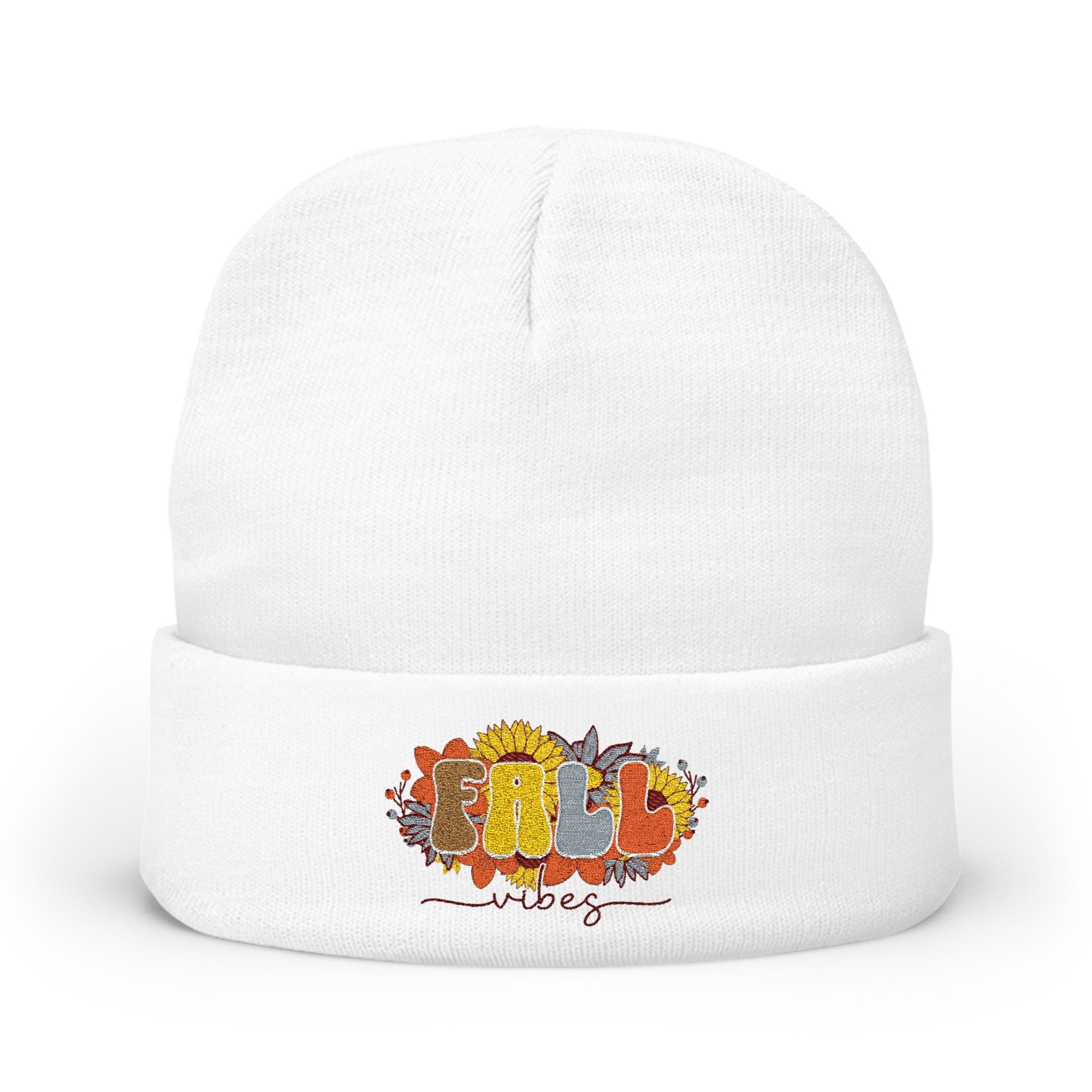 Fall Floral Embroidered Beanie