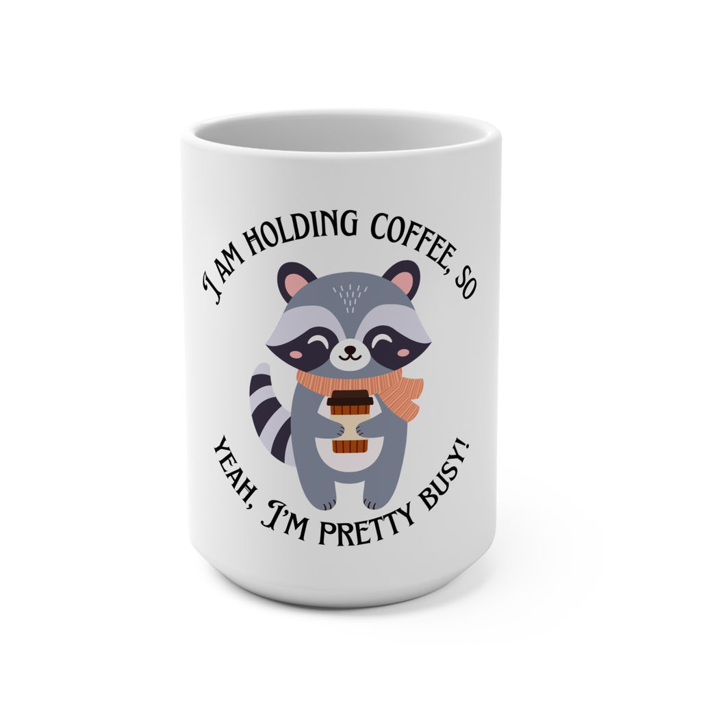 Raccoon Holding Coffee Mug