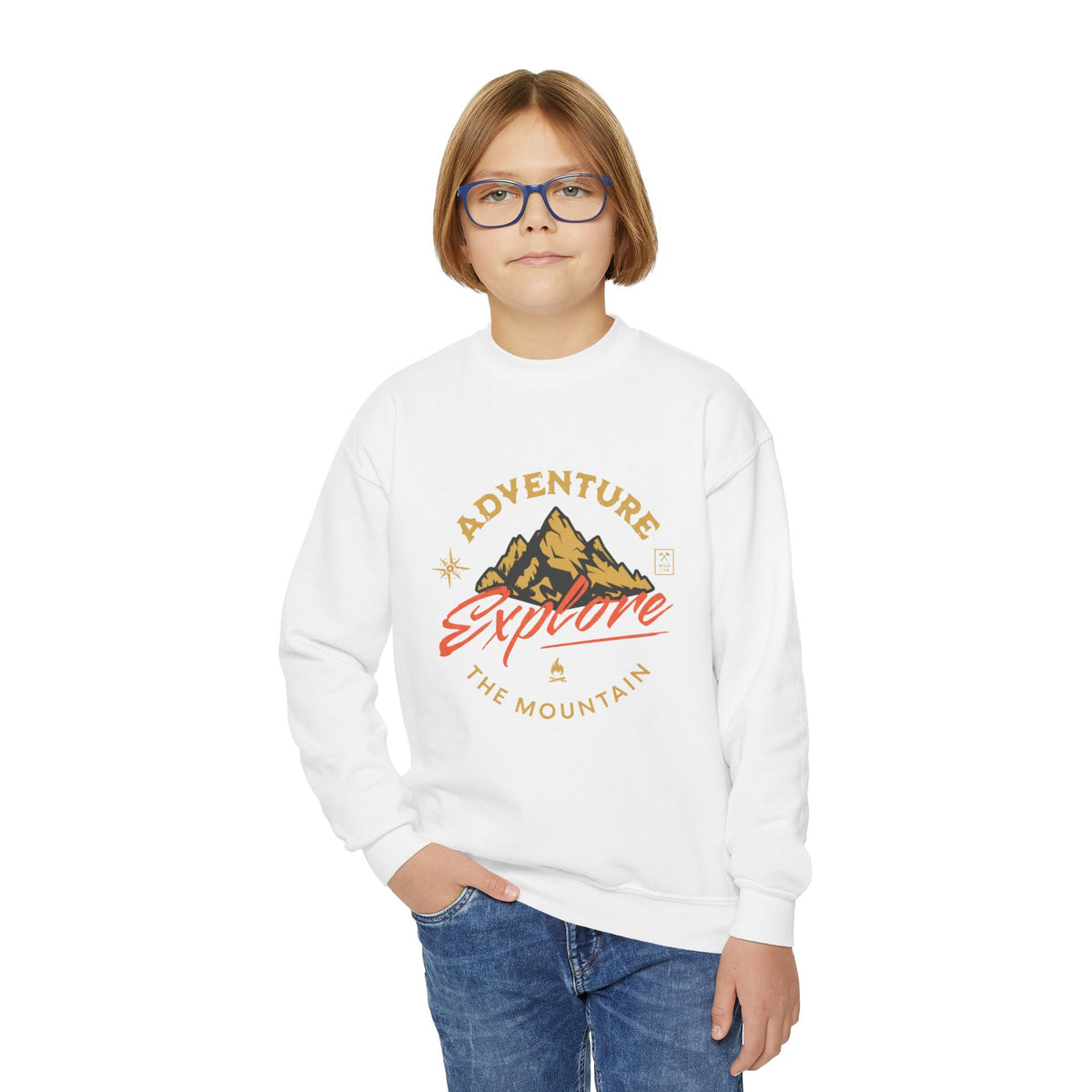 Adventure Explore Mountain Youth Crewneck