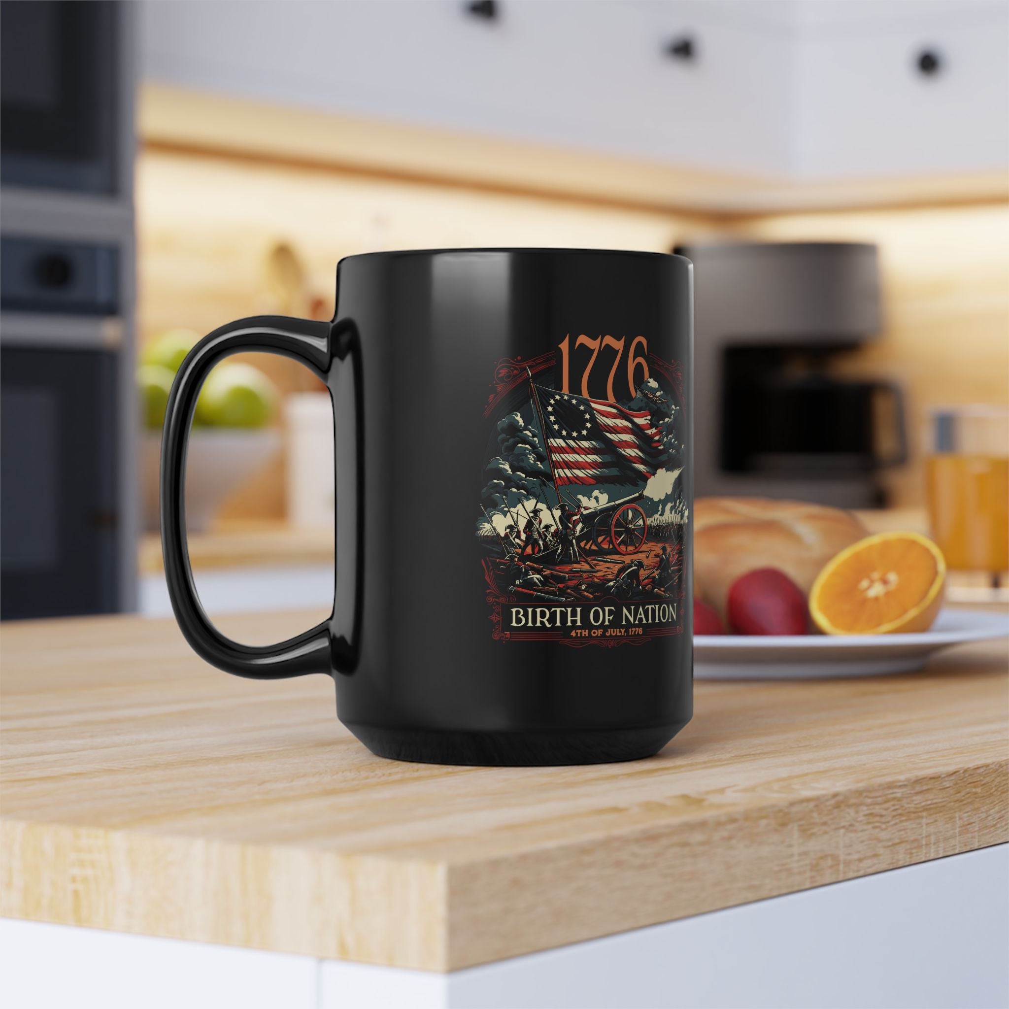 The 1776 'Birth of a Nation' Black Coffee Mugs (11oz, 15oz)
