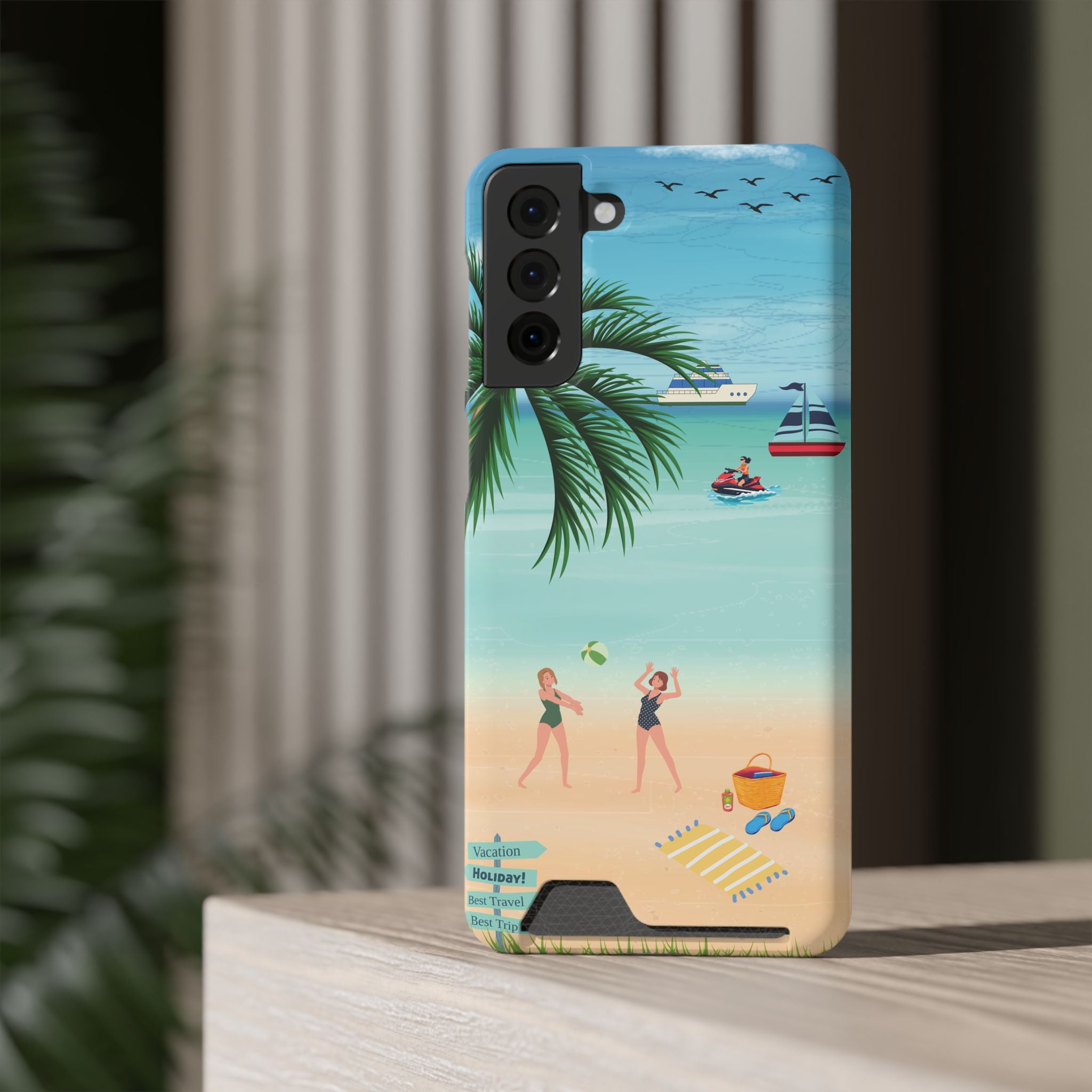 Beach Phone Case With Card Holder