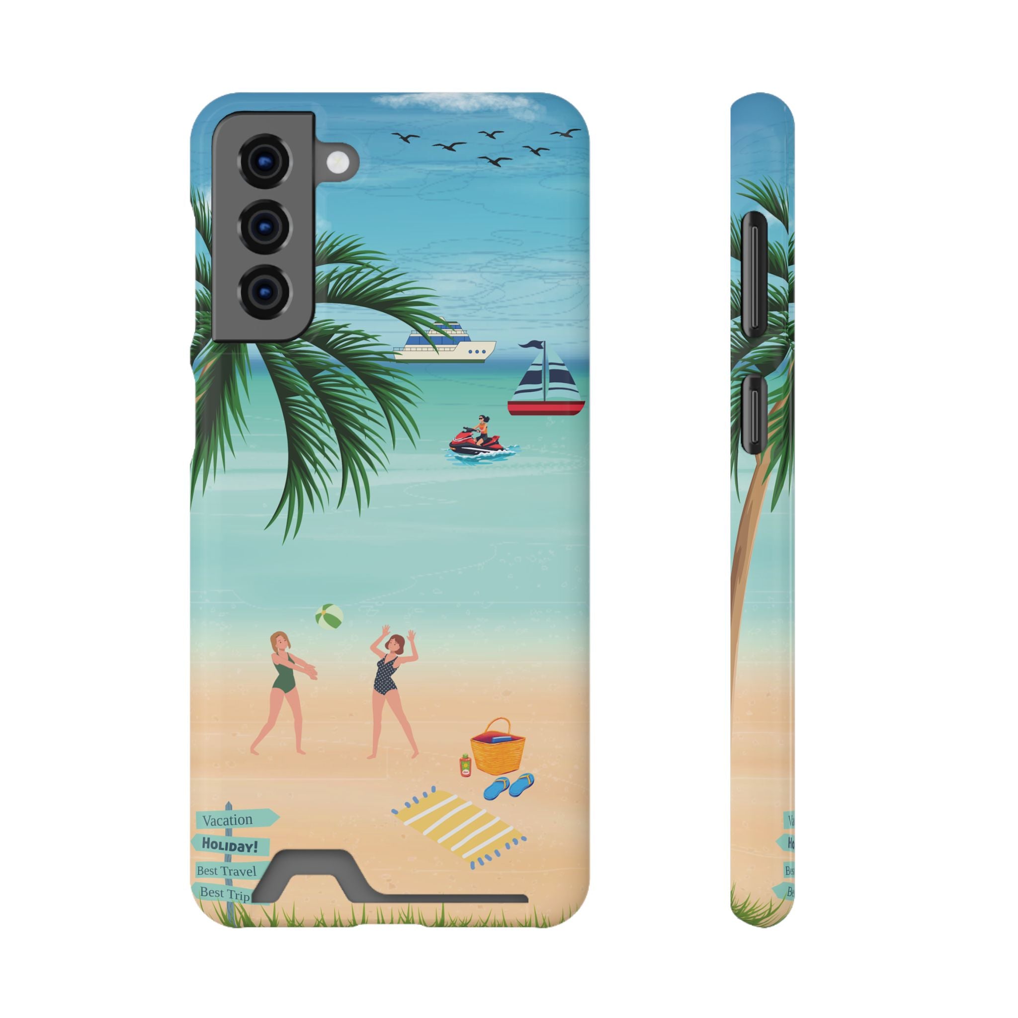 Beach Phone Case With Card Holder