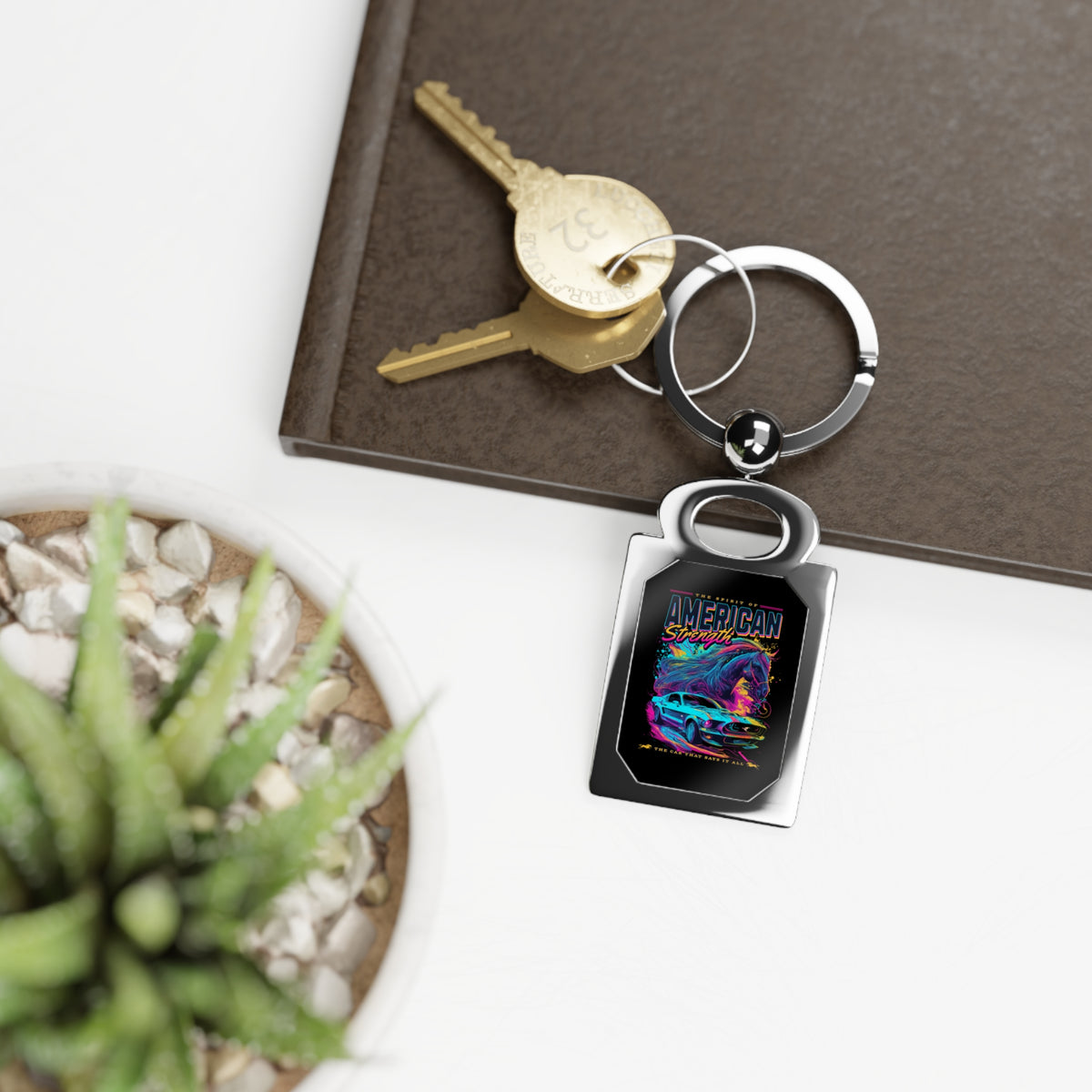 Neon Retro Muscle Car Keychain