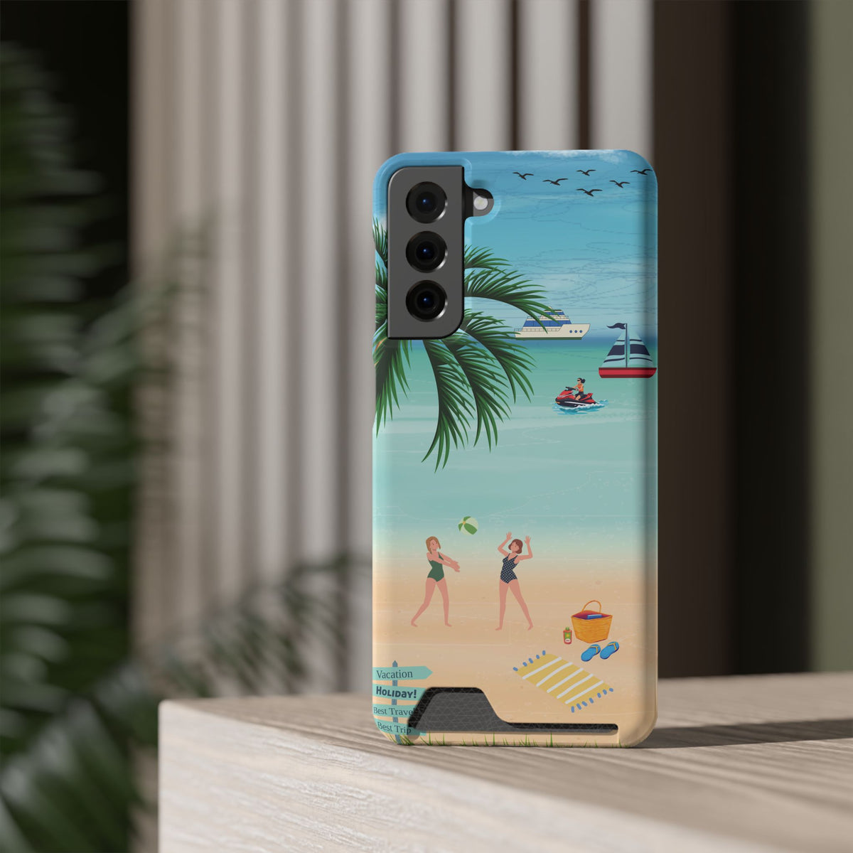 Beach Phone Case With Card Holder