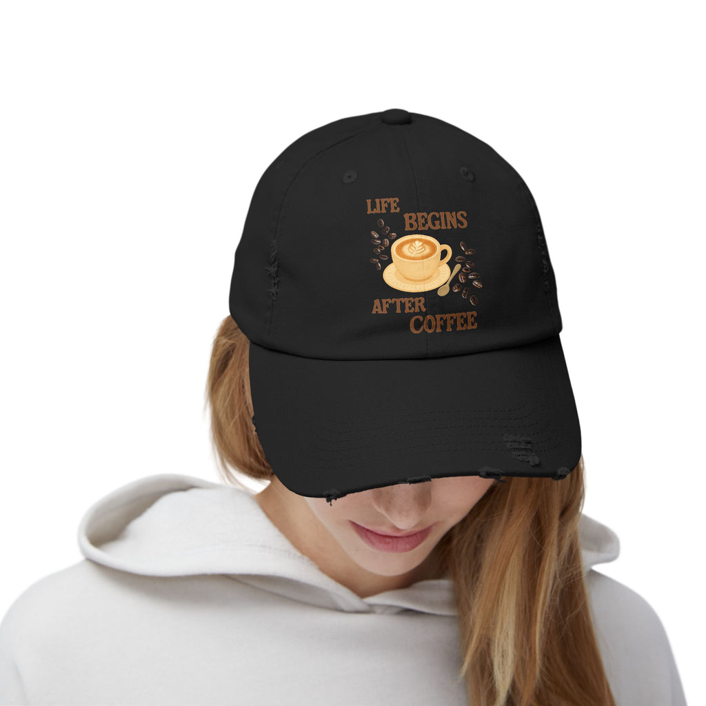 "Life Begins After Coffee" Embroidered Hat