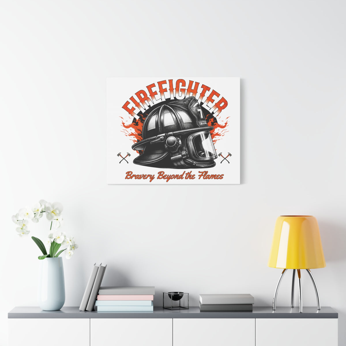 Brave Firefighter Canvas Wall Art