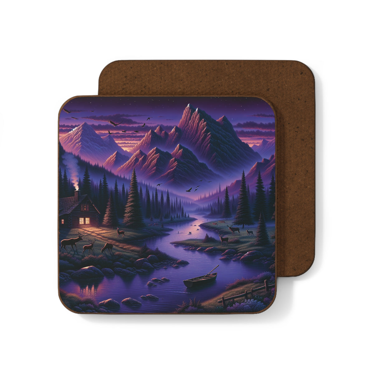 Mountain Lake Cabin Coaster