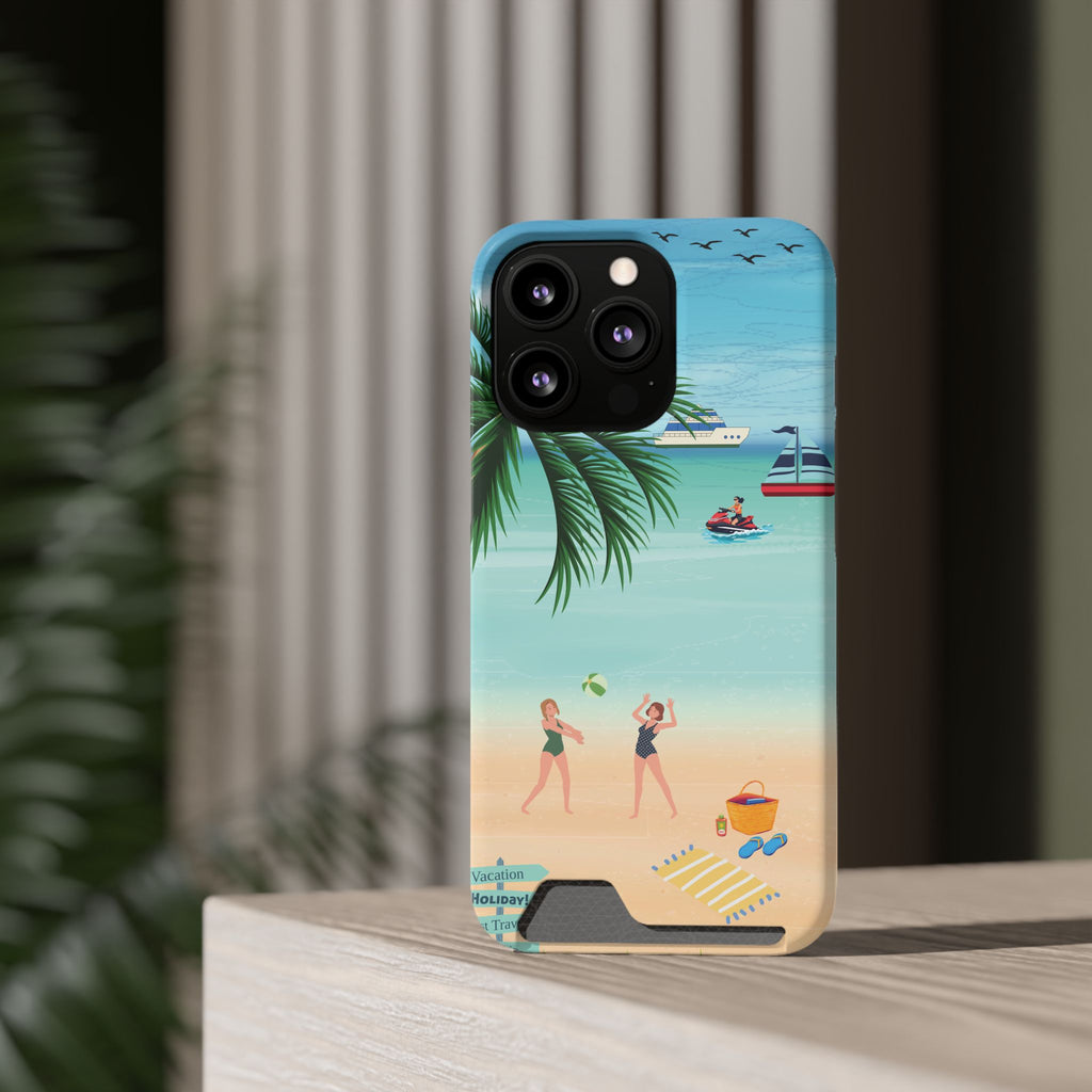 Beach Phone Case With Card Holder