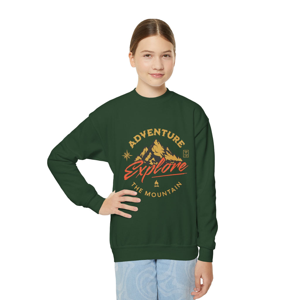 Adventure Explore Mountain Youth Crewneck