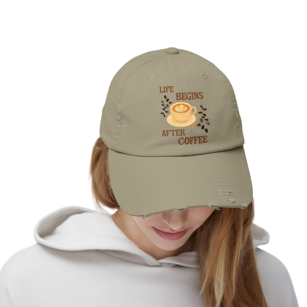 "Life Begins After Coffee" Embroidered Hat
