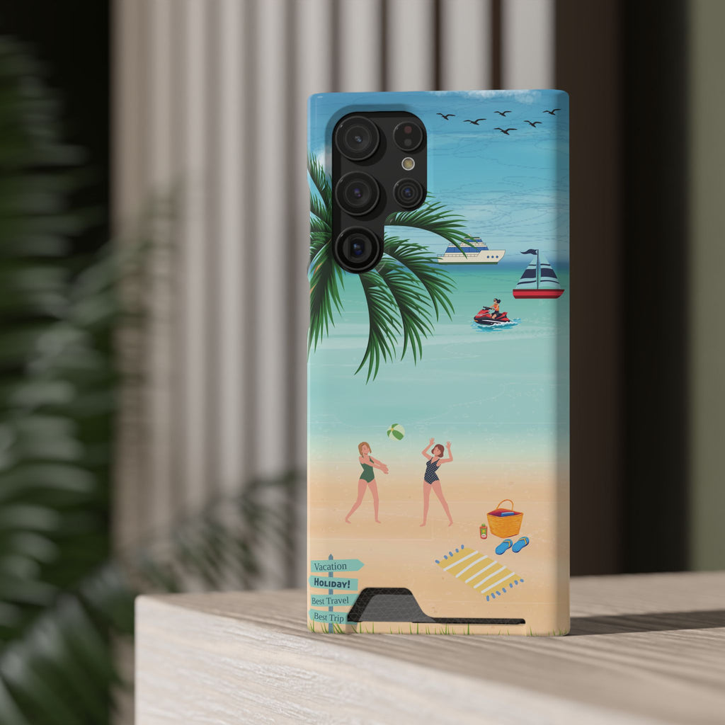 Beach Phone Case With Card Holder