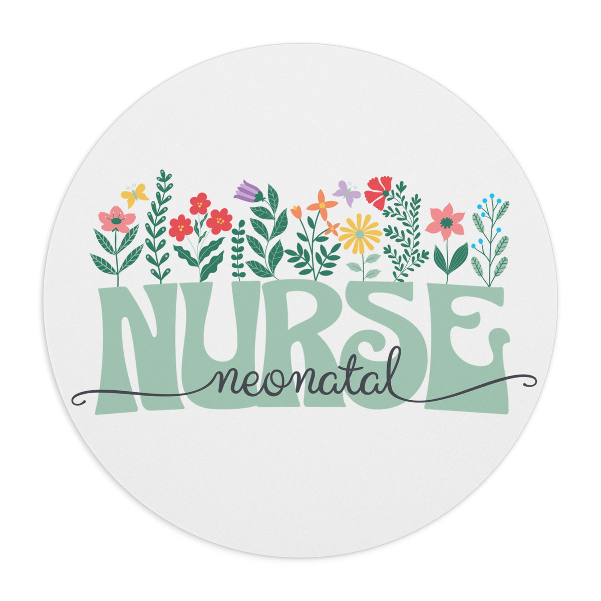 Neonatal Nurse Floral Mouse Pad