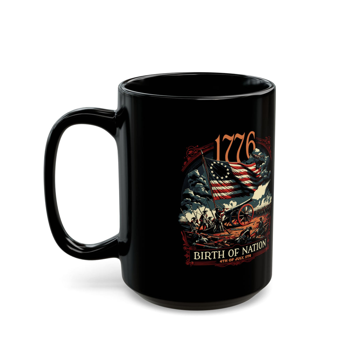 The 1776 'Birth of a Nation' Black Coffee Mugs (11oz, 15oz)