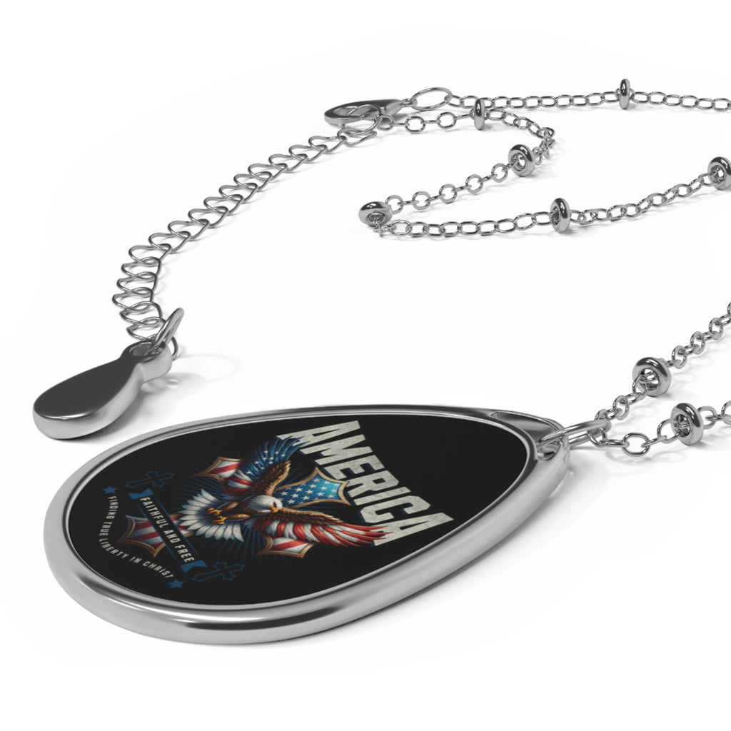America Eagle Oval Necklace