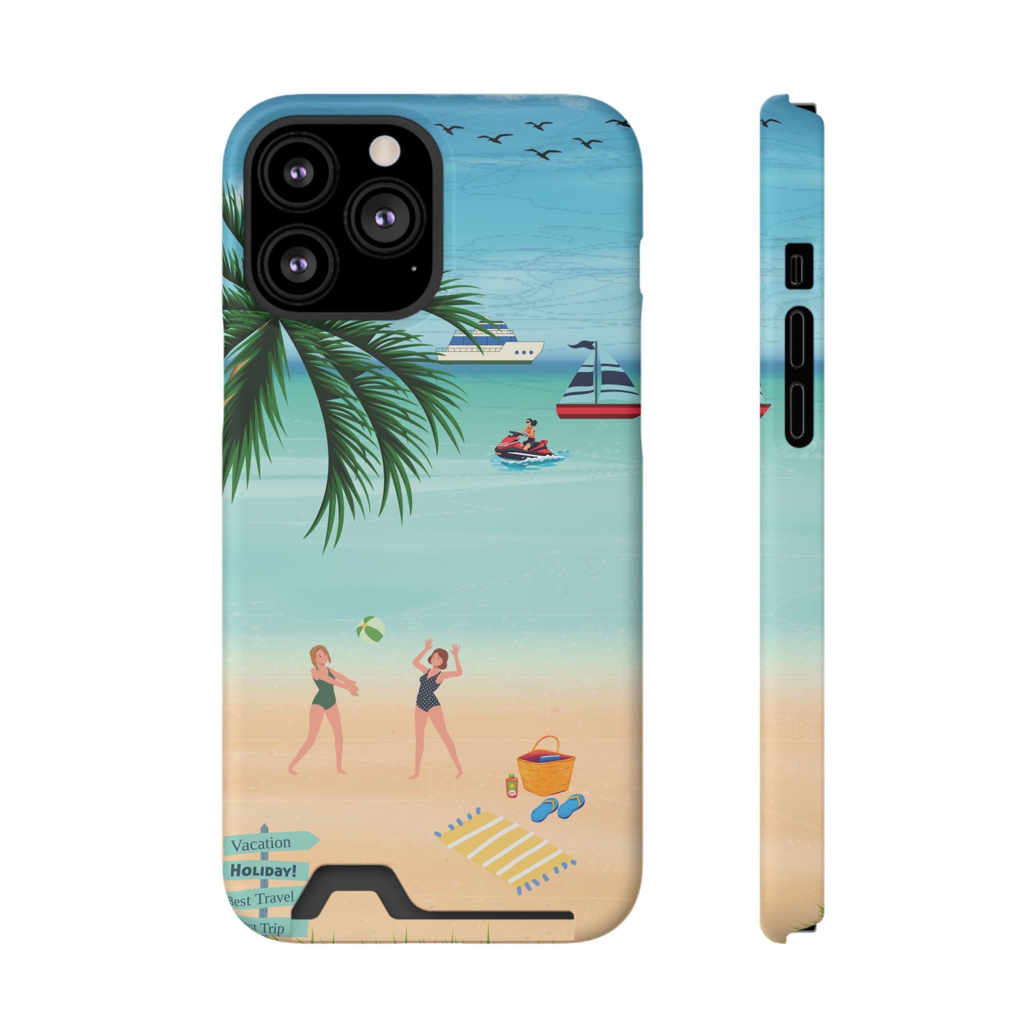Beach Phone Case With Card Holder