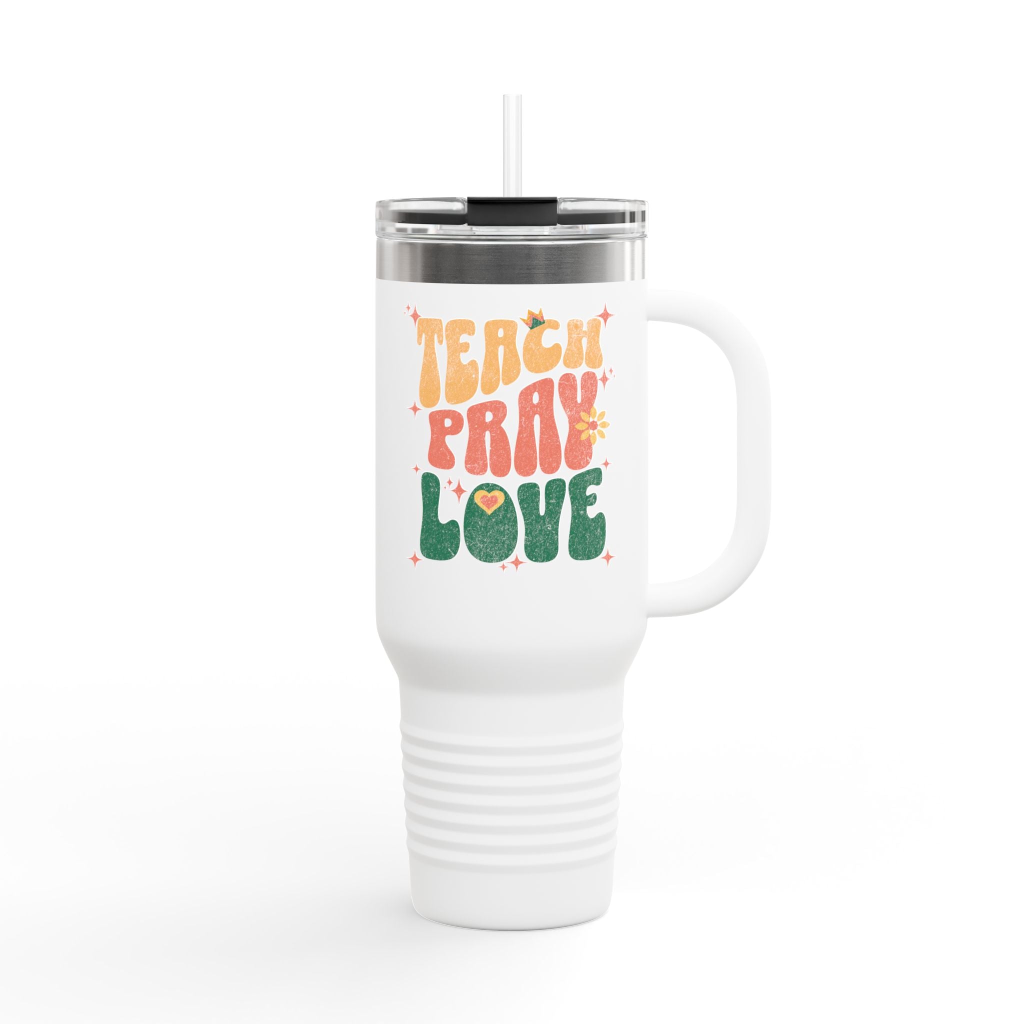 "Teach Pray Love" Retro Floral Tumbler (40oz.)
