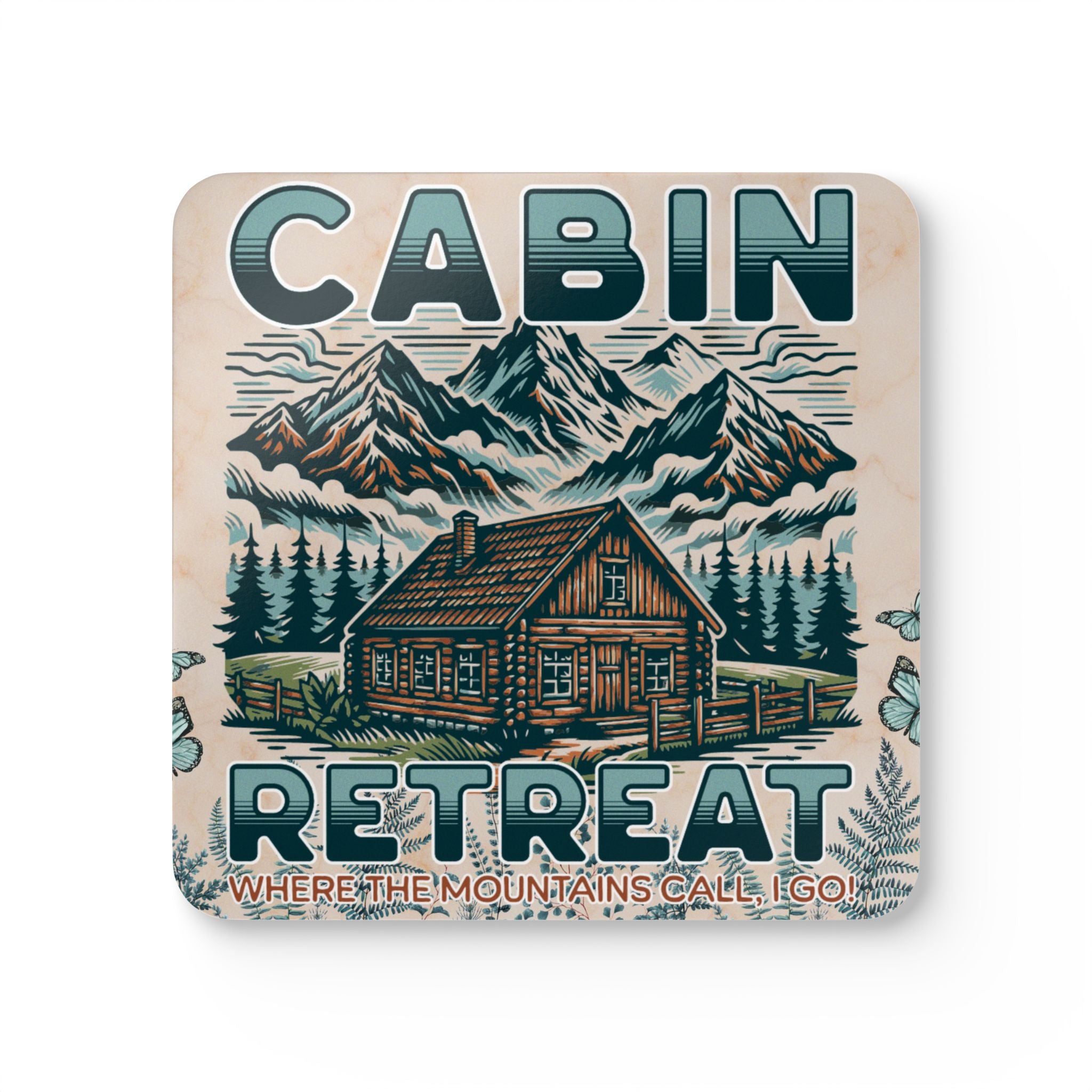 Cabin Retreat Cork Coaster Set (4-Pack)