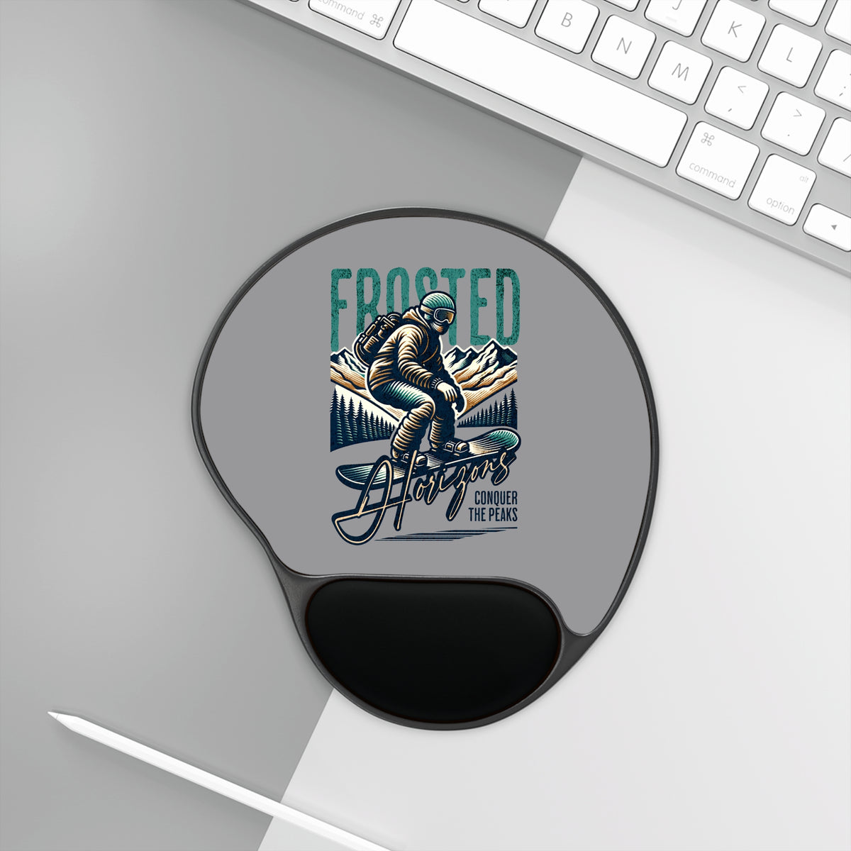 Frosted Horizons Snowboarder Mouse Pad with Wrist Rest