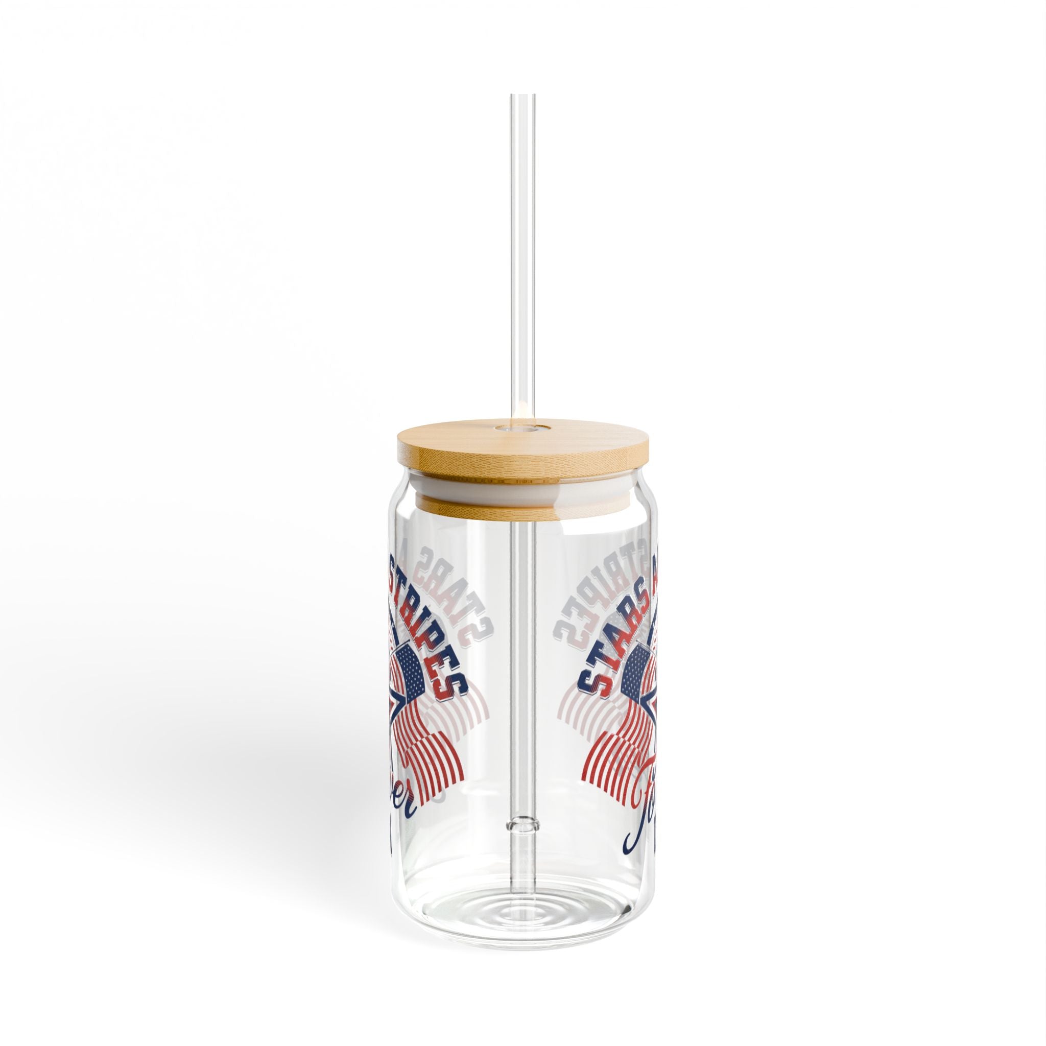 Stars and Stripes Sipper Glass w/Straw (16oz.)