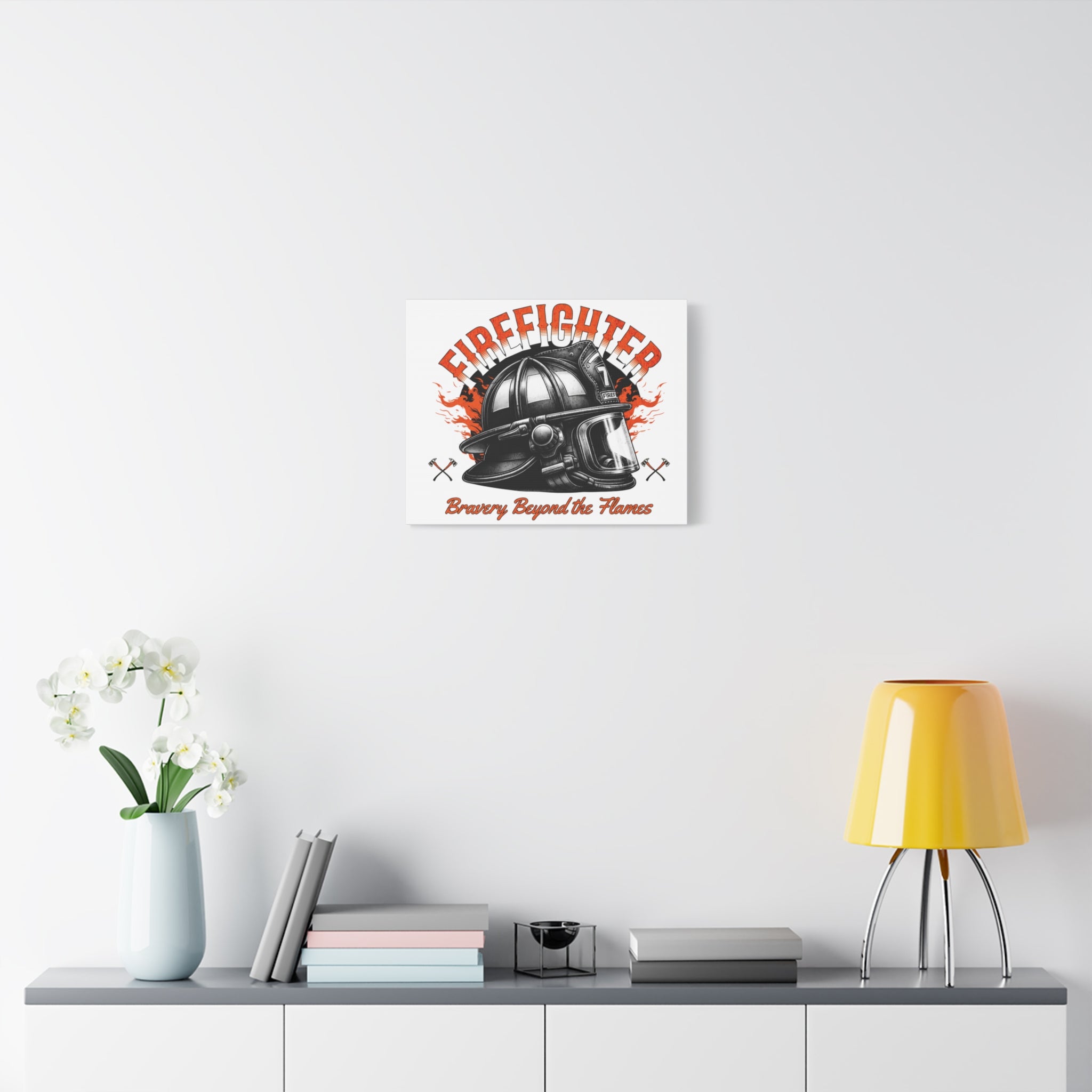 Brave Firefighter Canvas Wall Art