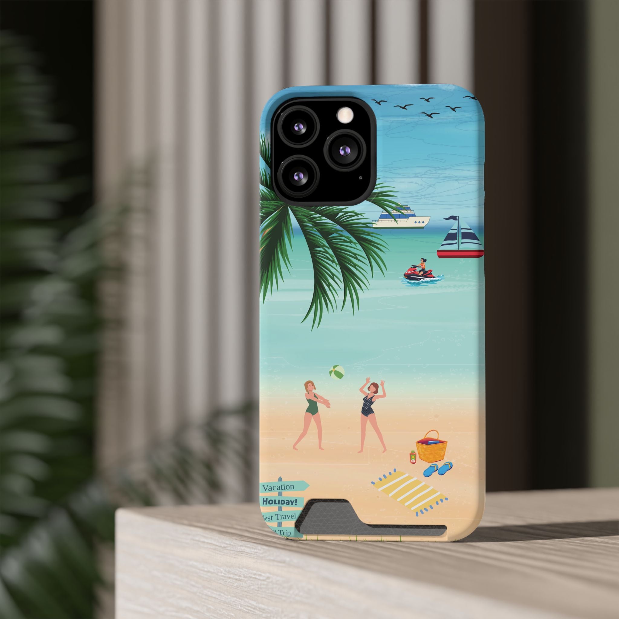 Beach Phone Case With Card Holder