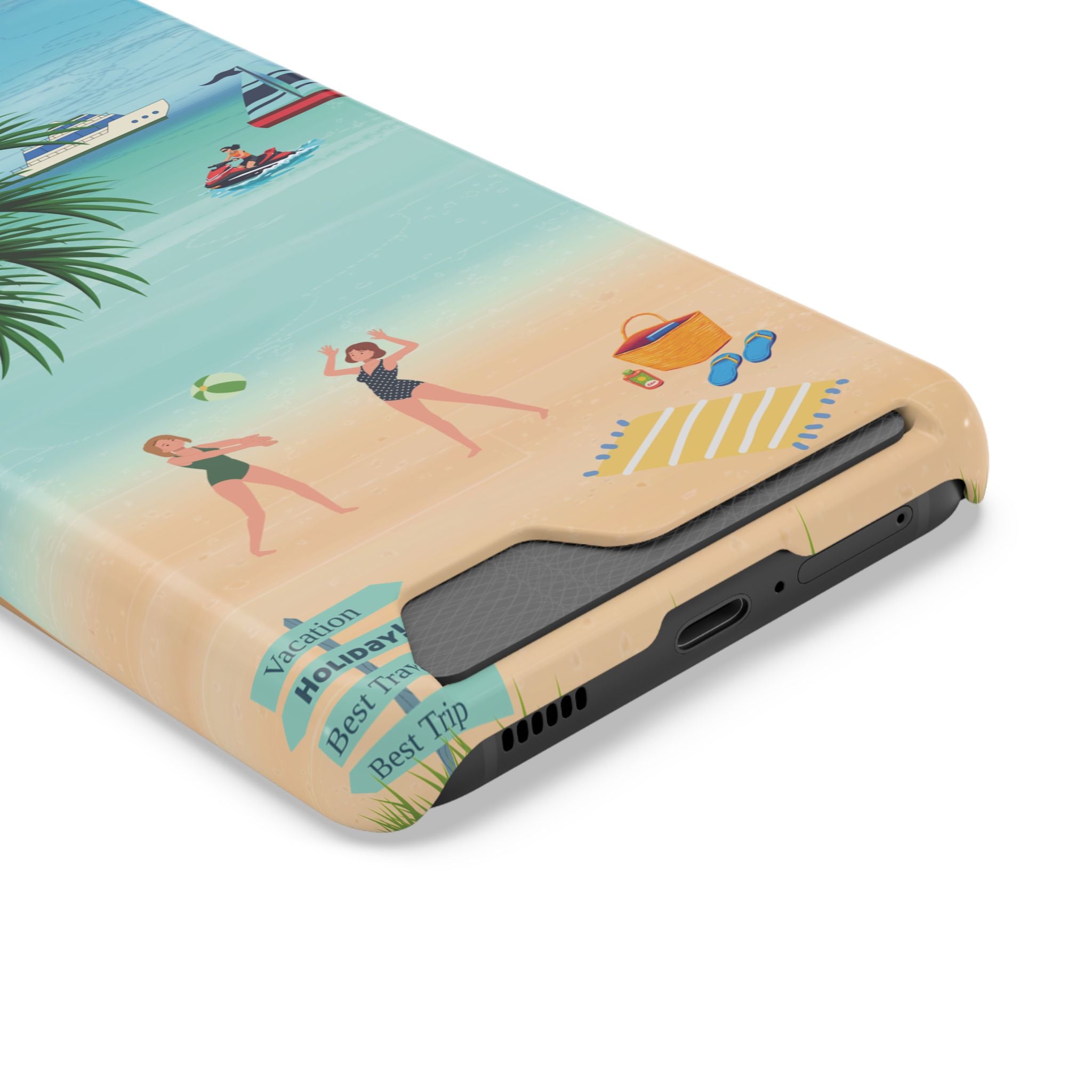 Beach Phone Case With Card Holder