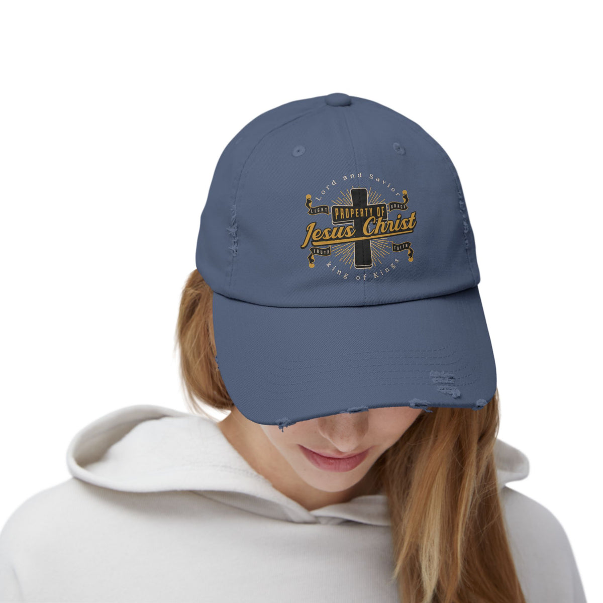 "Property of Jesus Christ" Distressed Baseball Cap