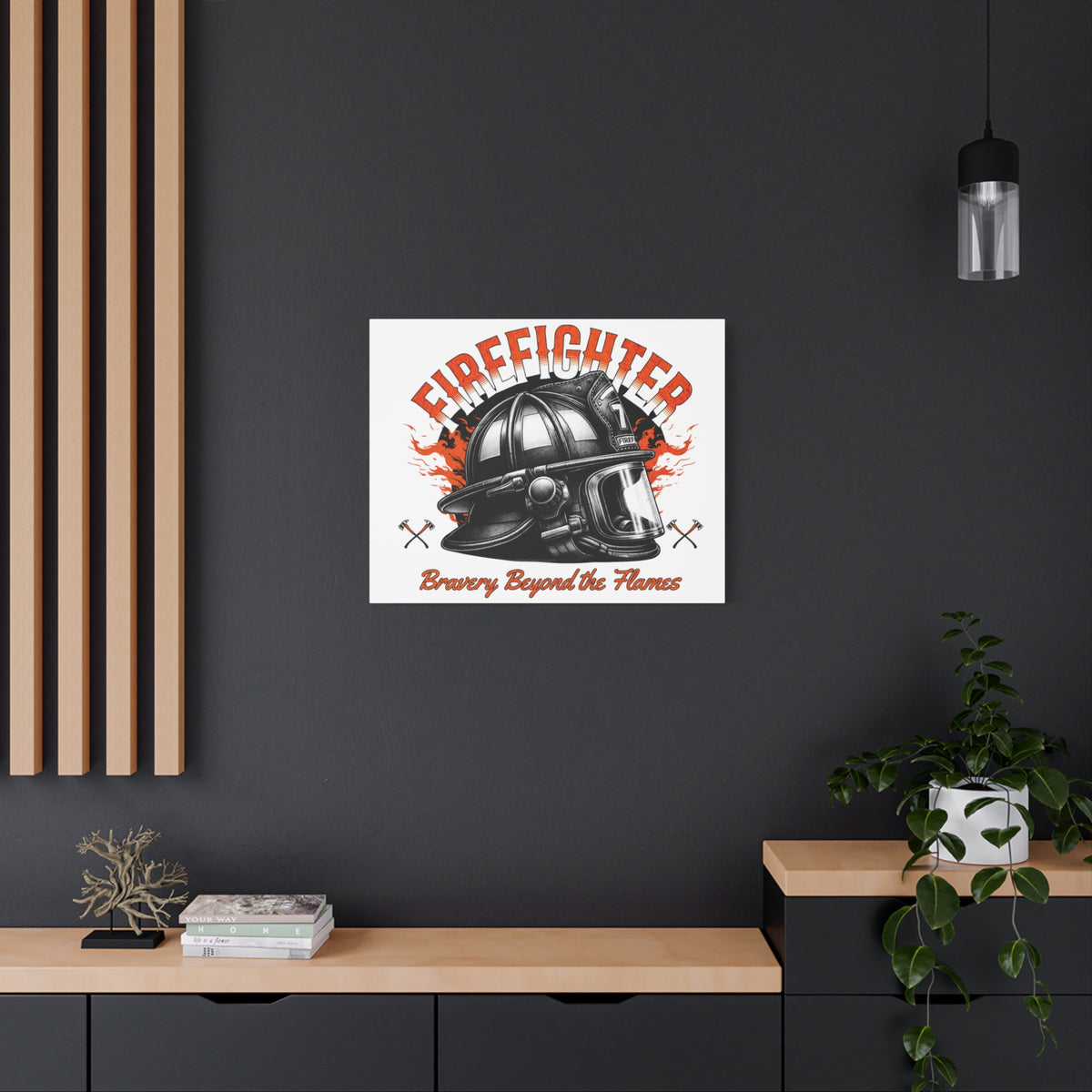 Brave Firefighter Canvas Wall Art