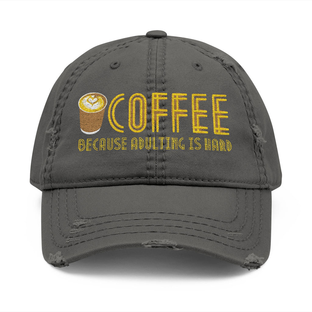 Coffee Distressed Embroidered Hat