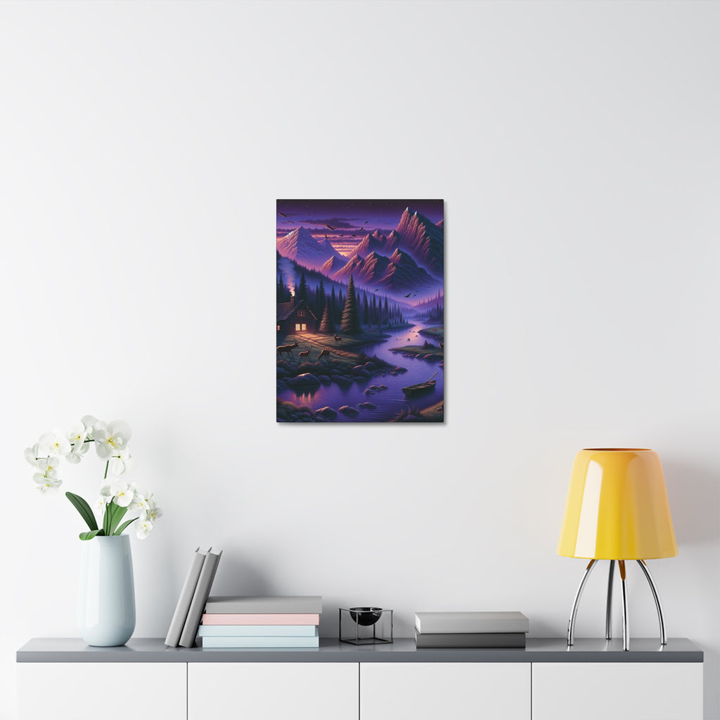 Mountain Lake Cabin Canvas