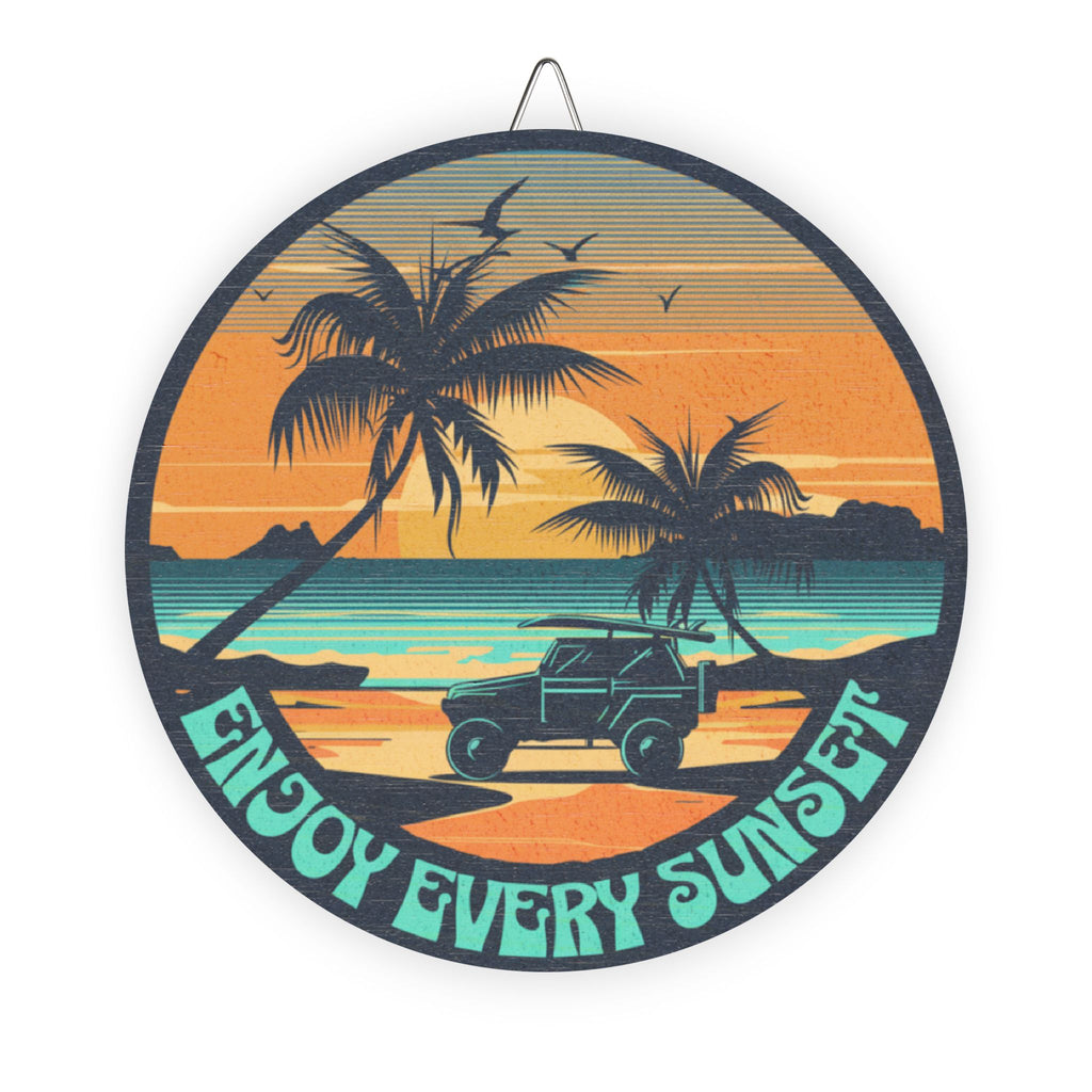 "Enjoy Every Sunset" Beach Palm Wall Decor