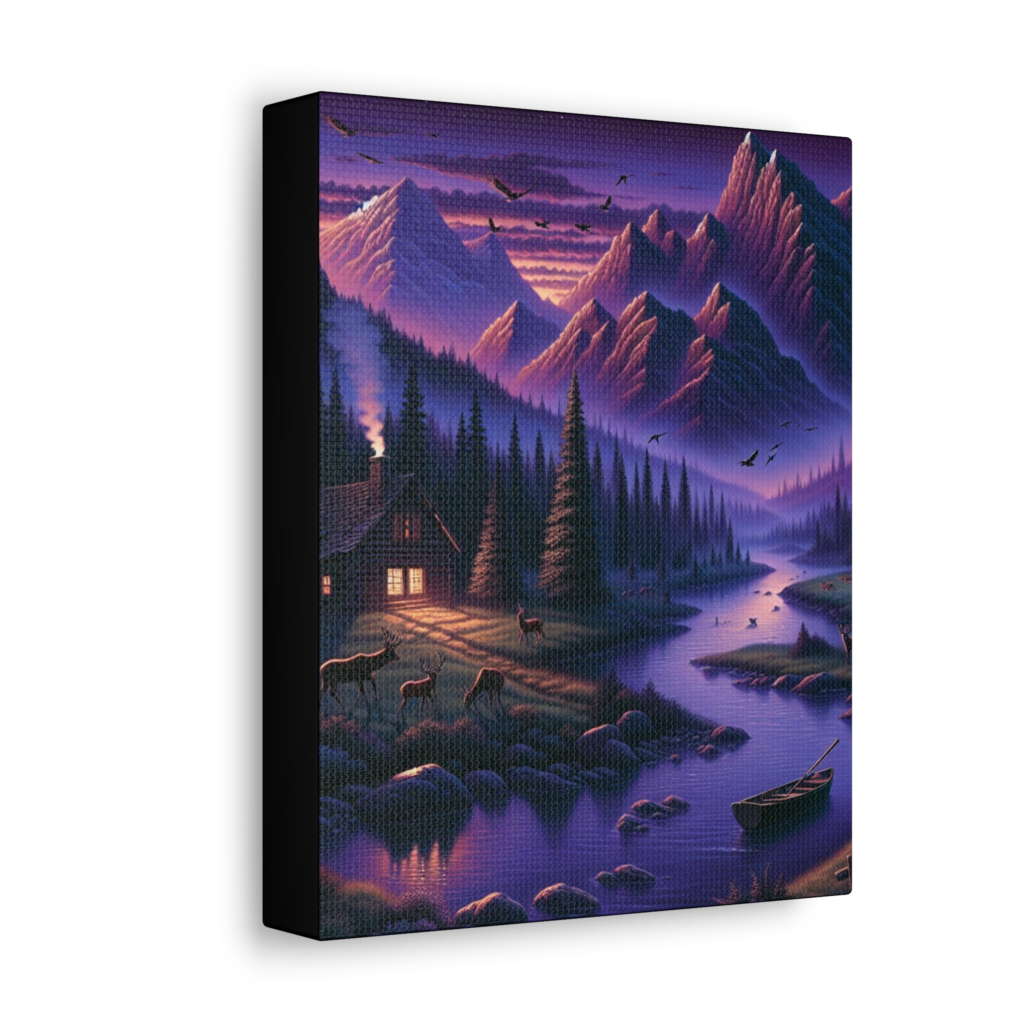 Mountain Lake Cabin Canvas