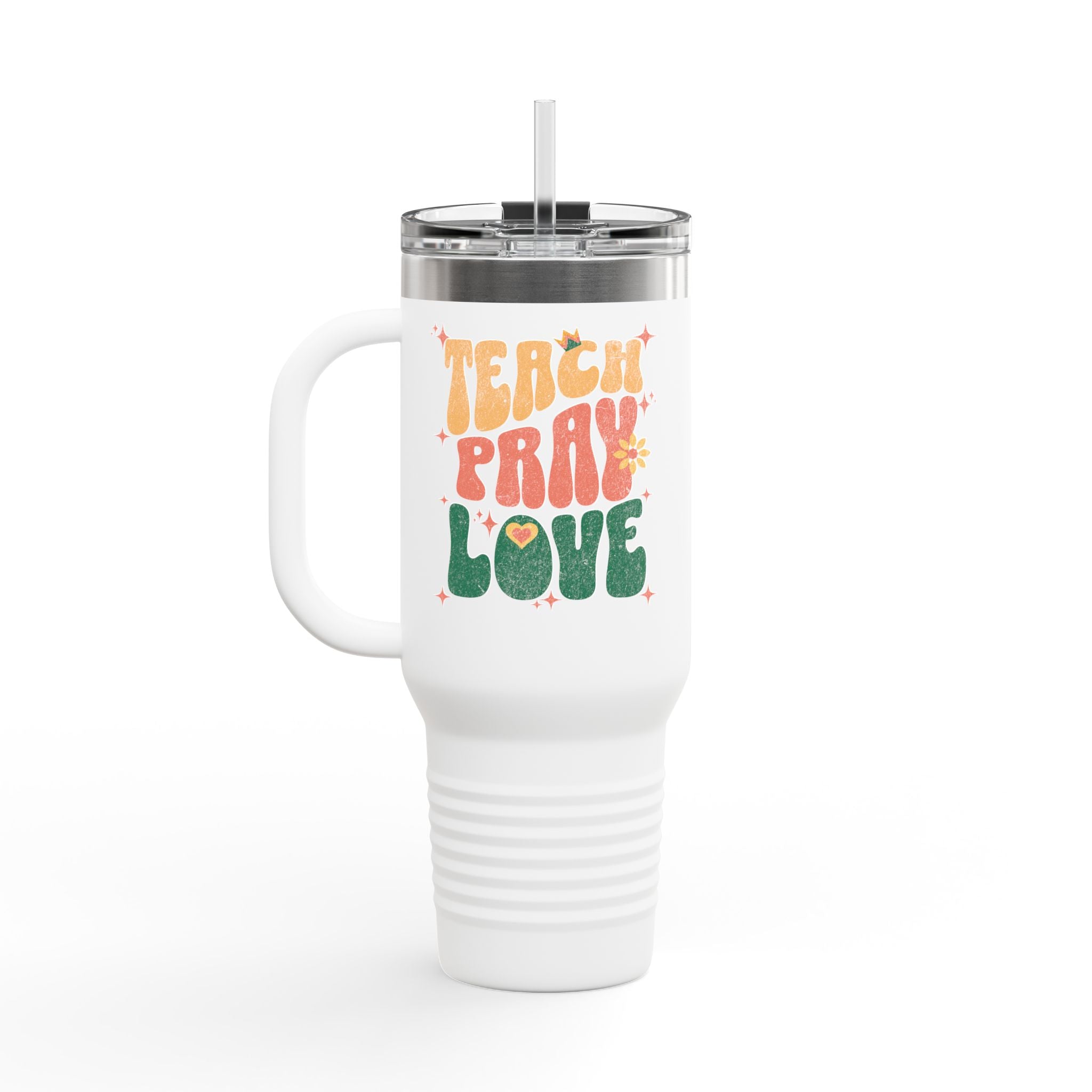 "Teach Pray Love" Retro Floral Tumbler (40oz.)