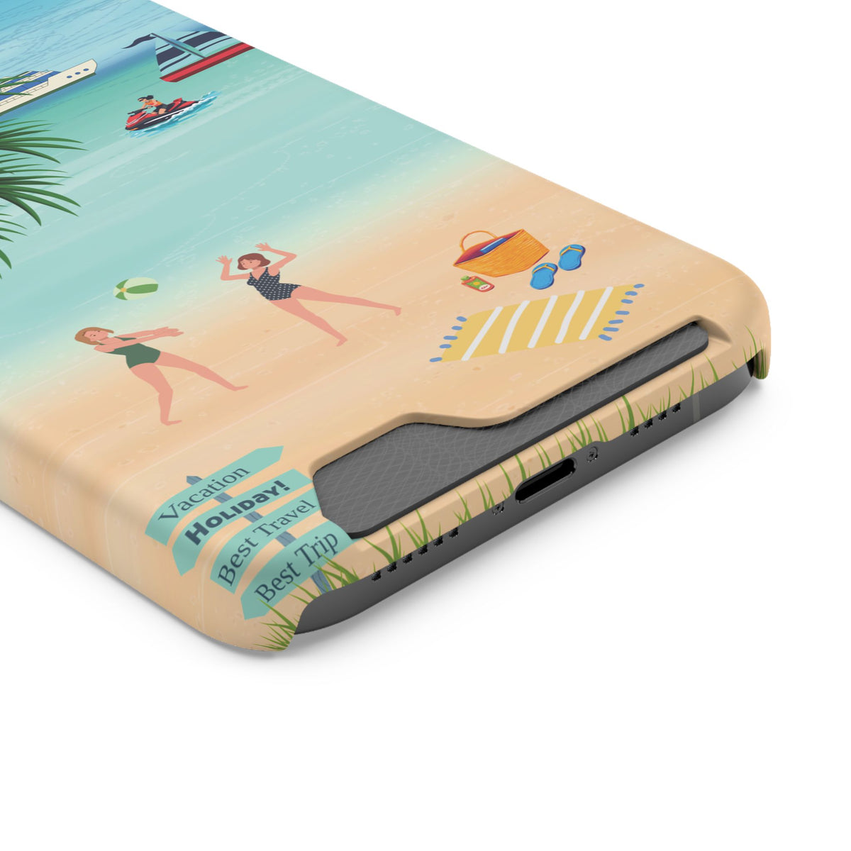 Beach Phone Case With Card Holder