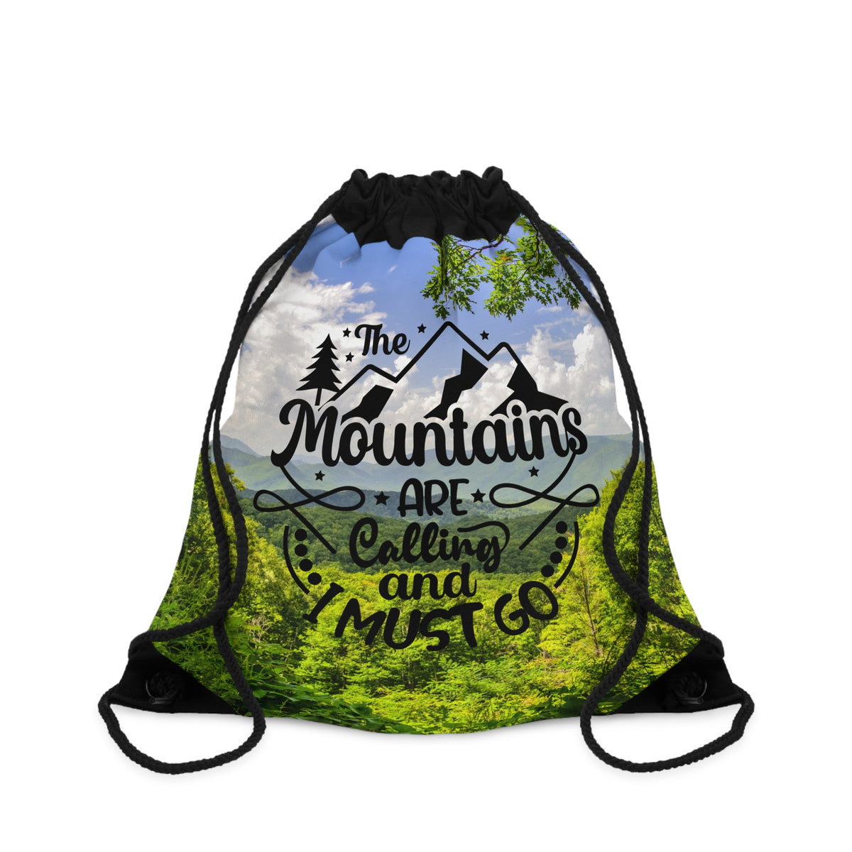 Mountains Are Calling Drawstring Bag