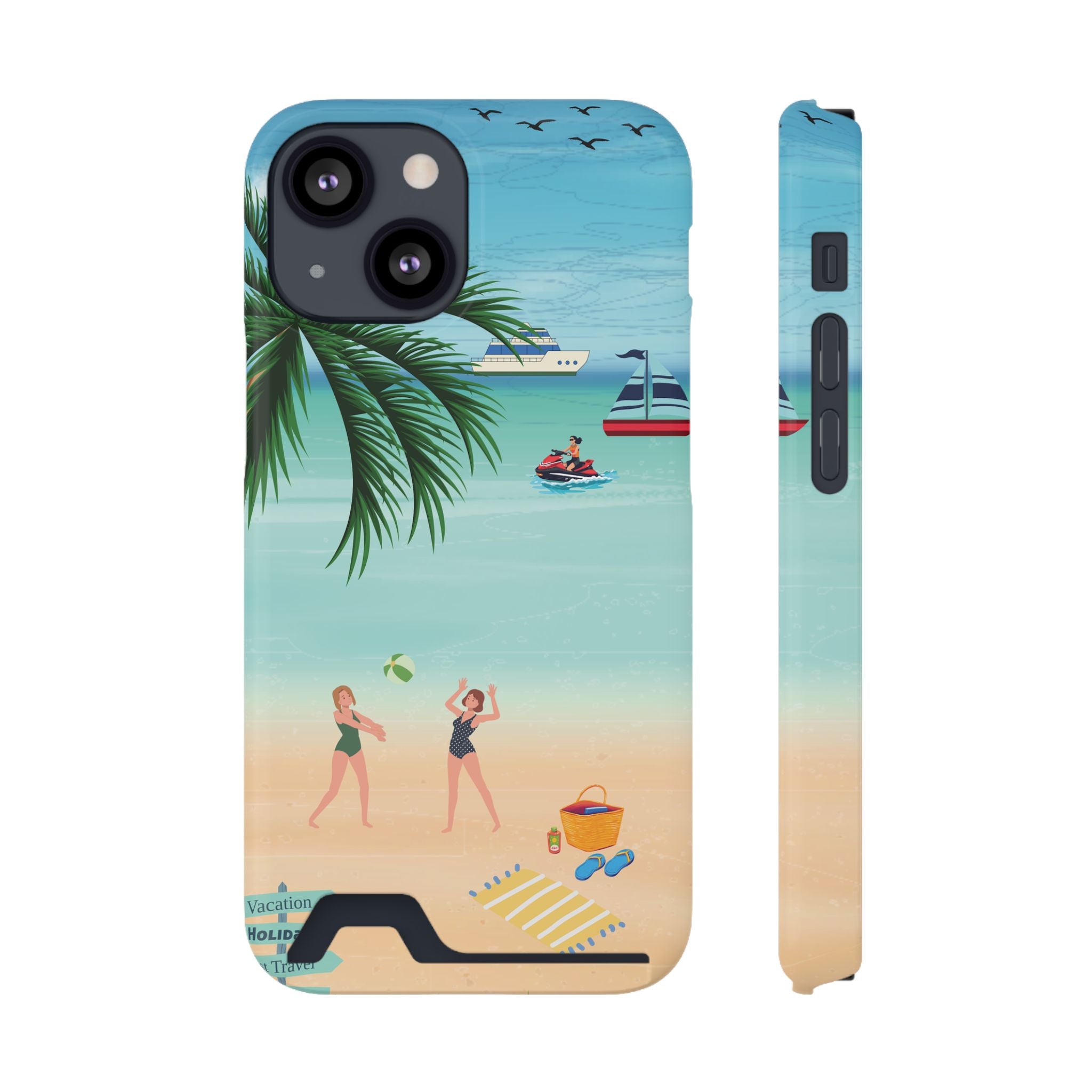 Beach Phone Case With Card Holder