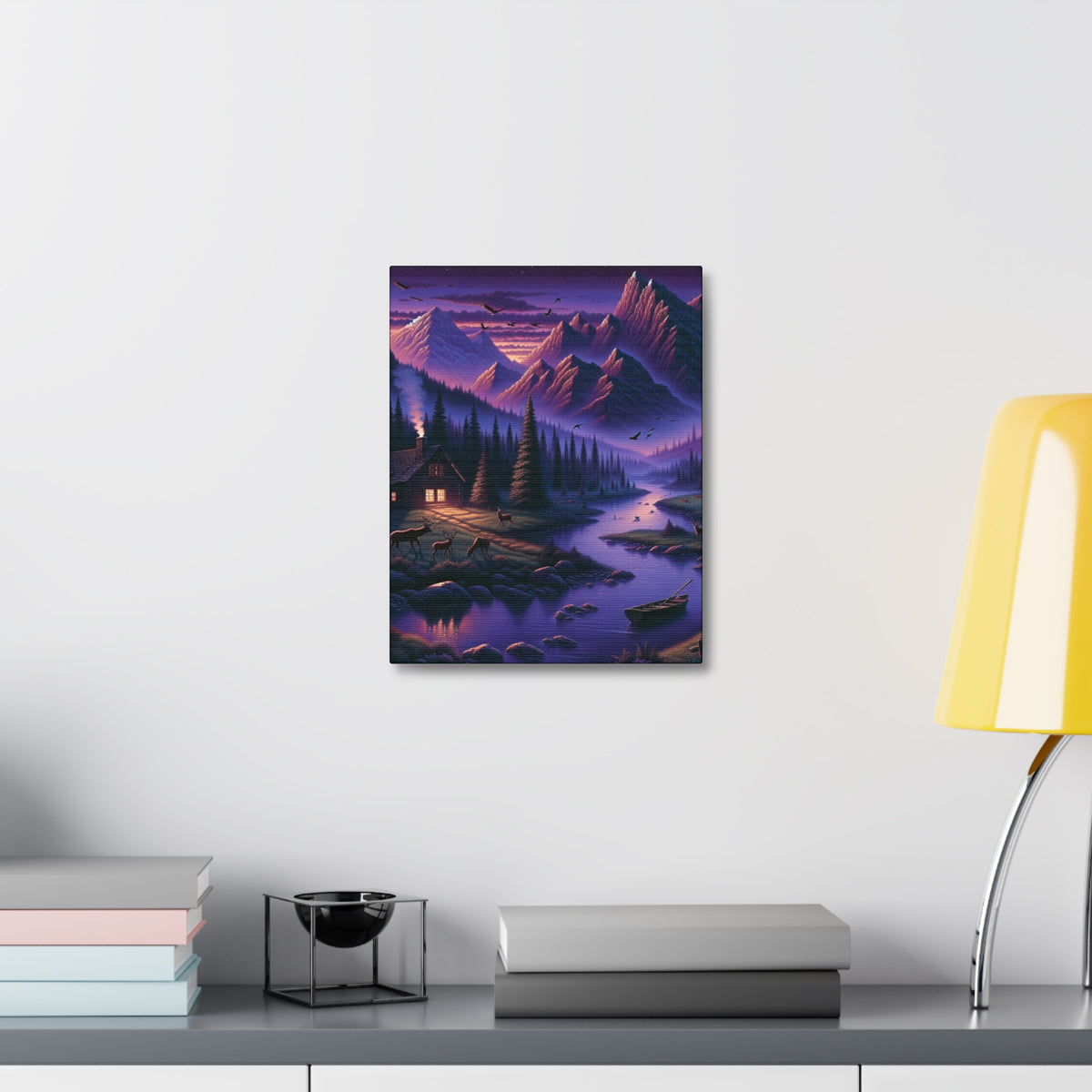 Mountain Lake Cabin Canvas