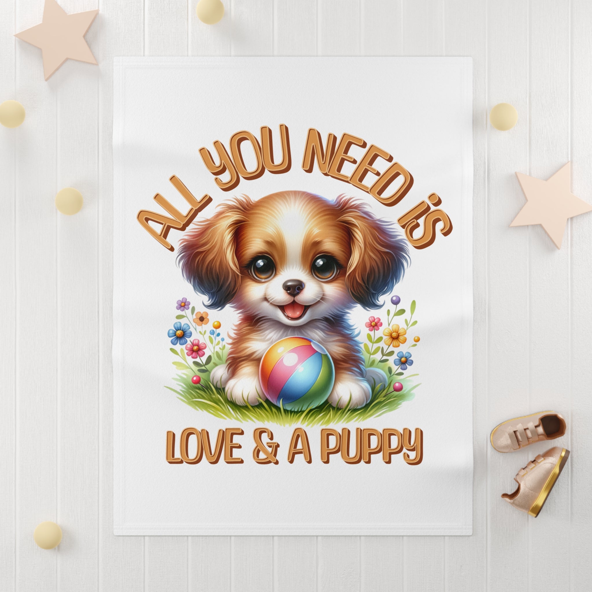 "All You Need Is Love & A Puppy" Puppy Soft Fleece Throw