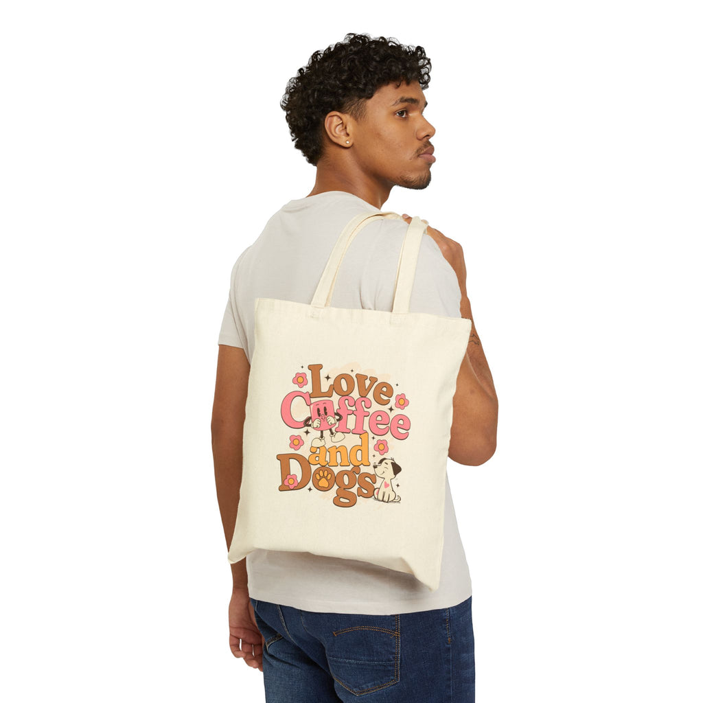 "I Love Coffee and Dogs" Canvas Market Tote
