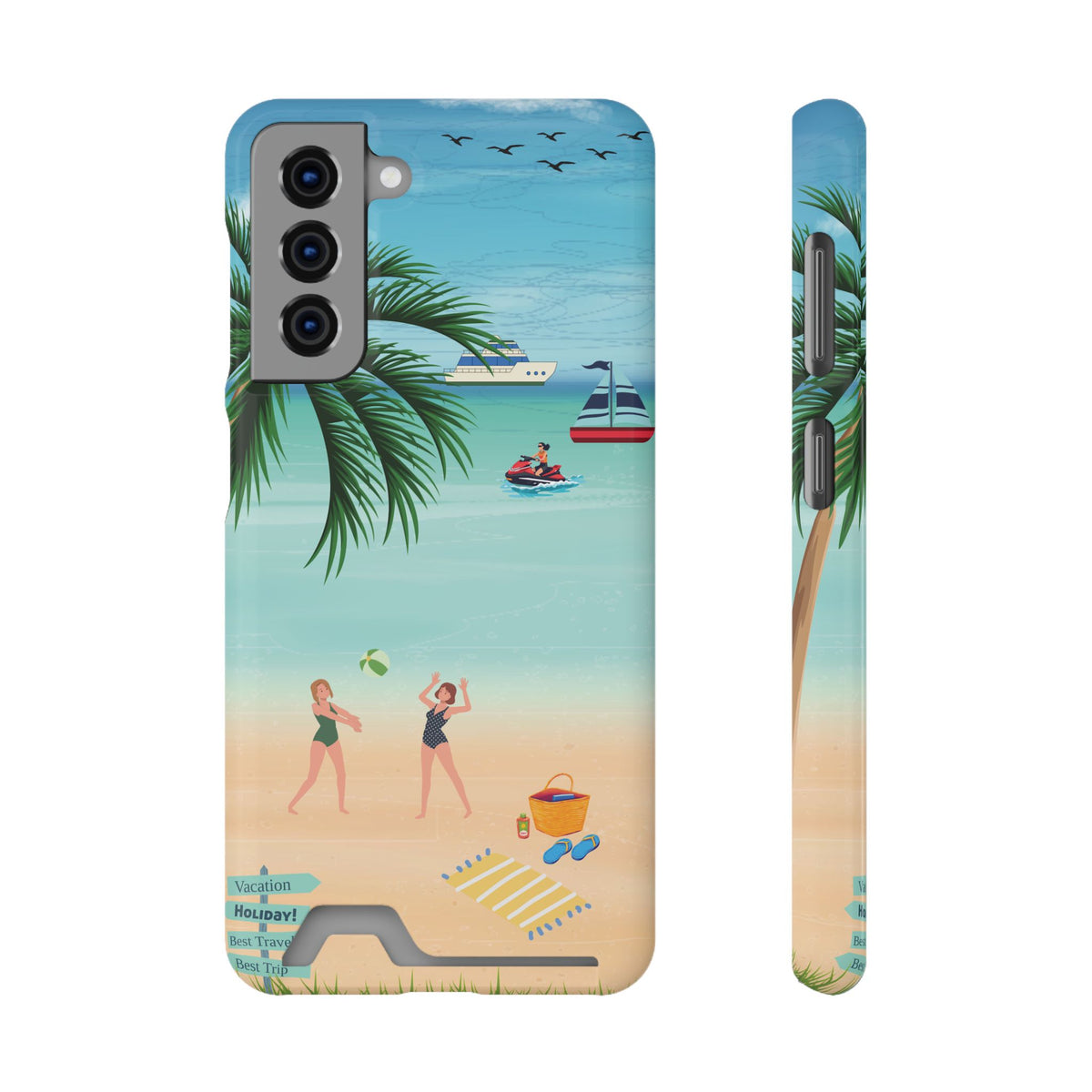 Beach Phone Case With Card Holder
