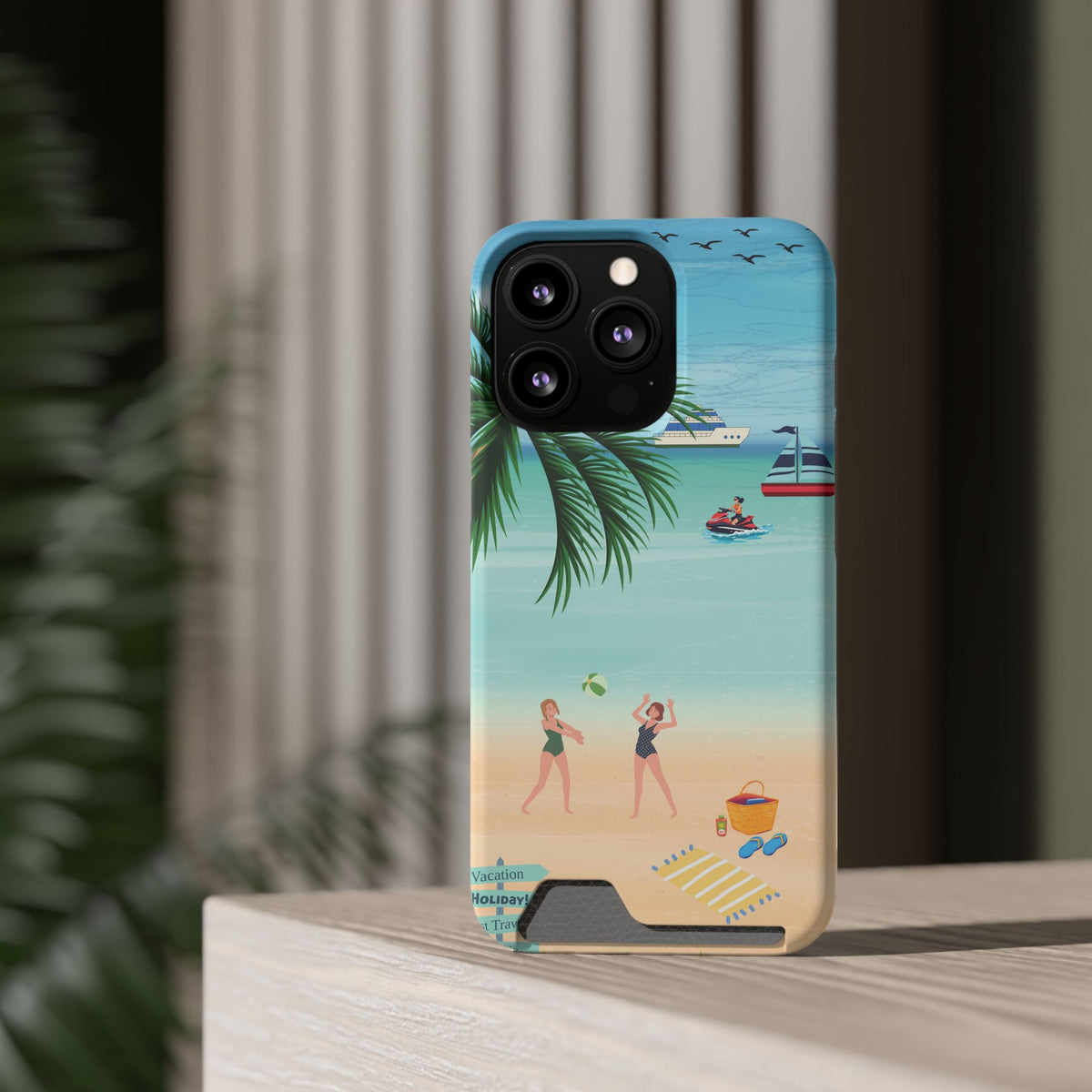 Beach Phone Case With Card Holder
