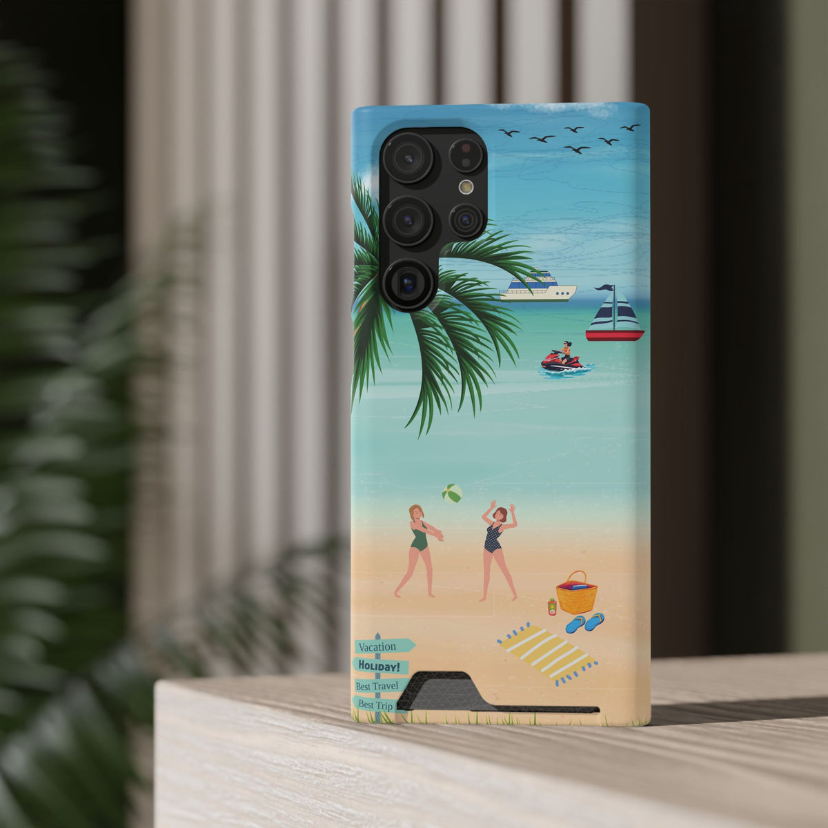 Beach Phone Case With Card Holder