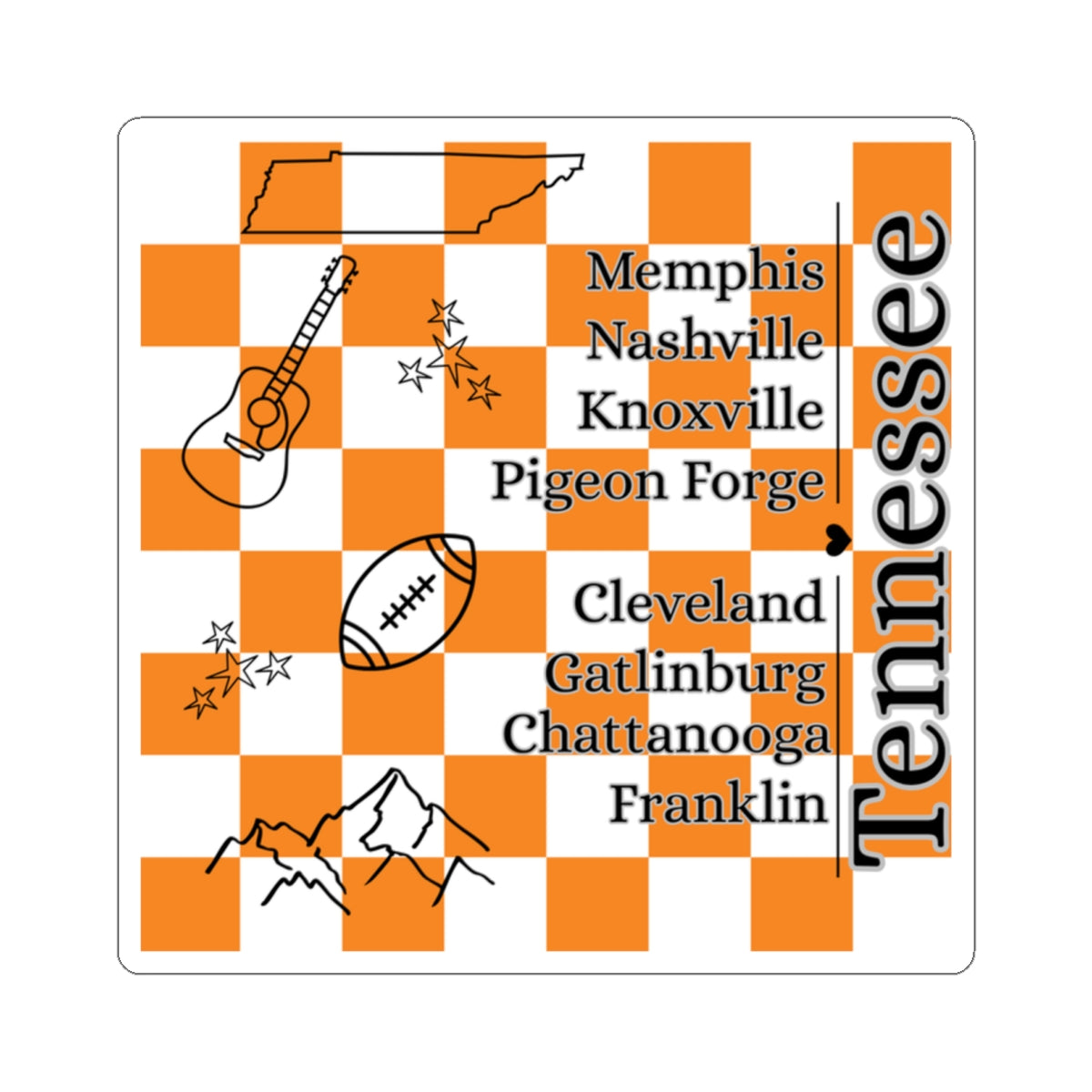 Tennessee Checkerboard Sticker